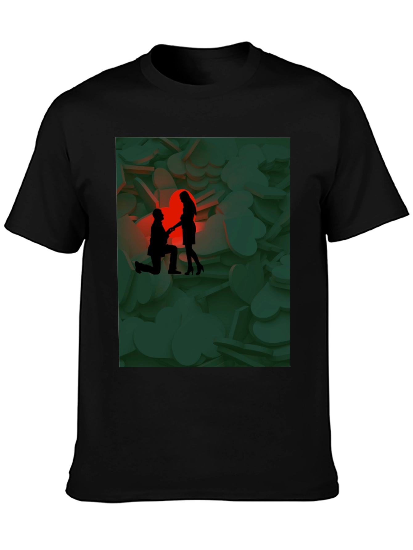 Romantic Proposal Graphic Tee - Stylish Black T-Shirt
