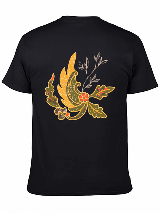 Batik Style Graphic Tee - Black Cotton Blend