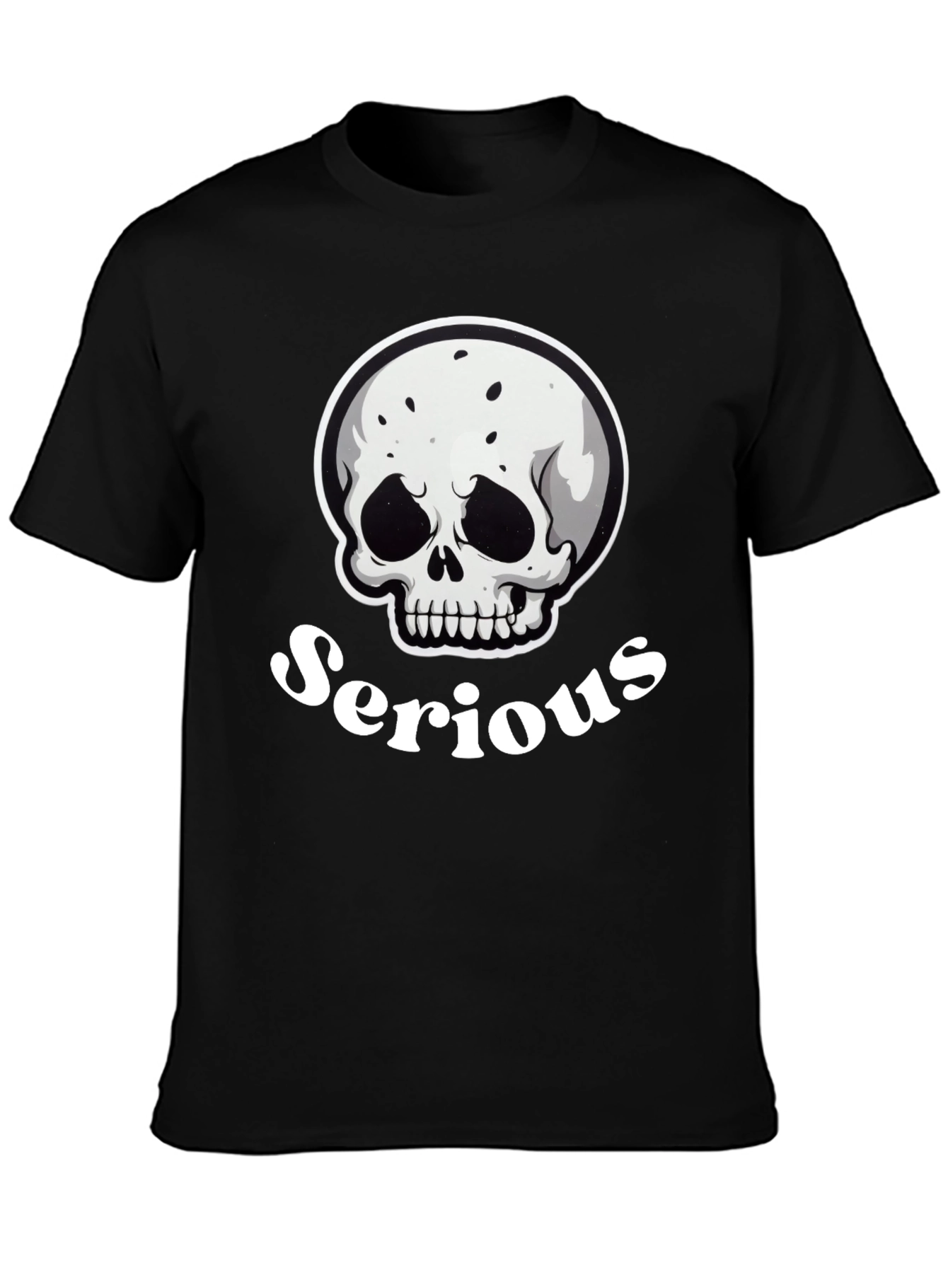 Serious Skull Graphic Black T-Shirt