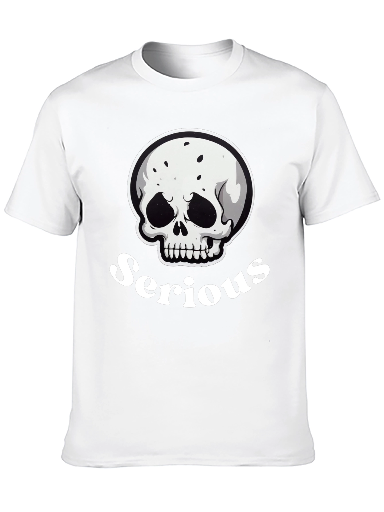 Serious Skull Graphic Black T-Shirt