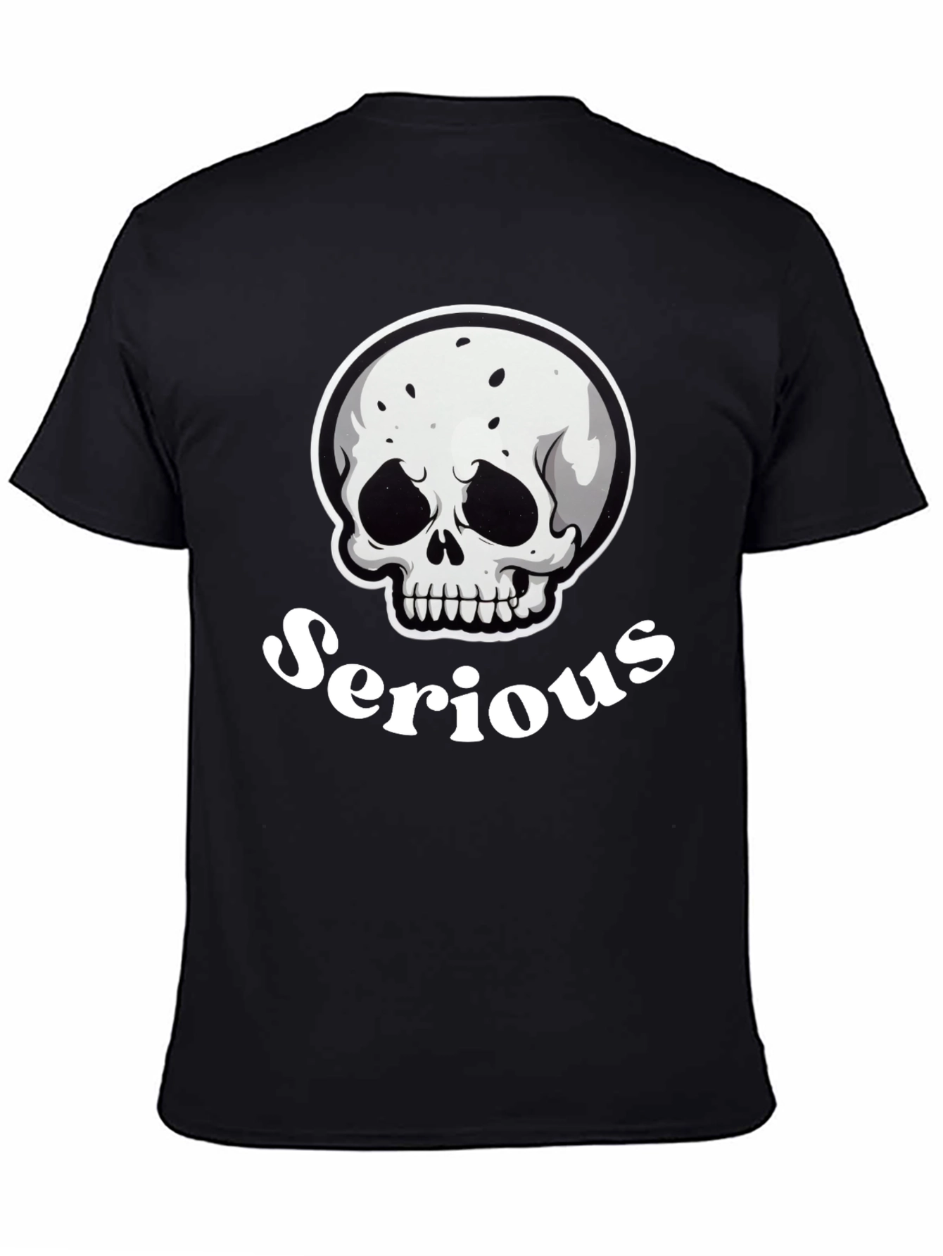 Serious Skull Graphic Black T-Shirt