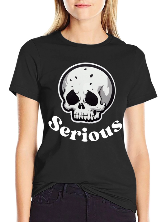Serious Skull Graphic Black T-Shirt