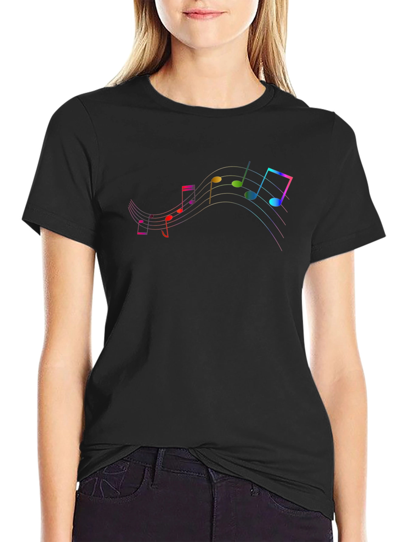 Musical Note Graphic Black T-Shirt