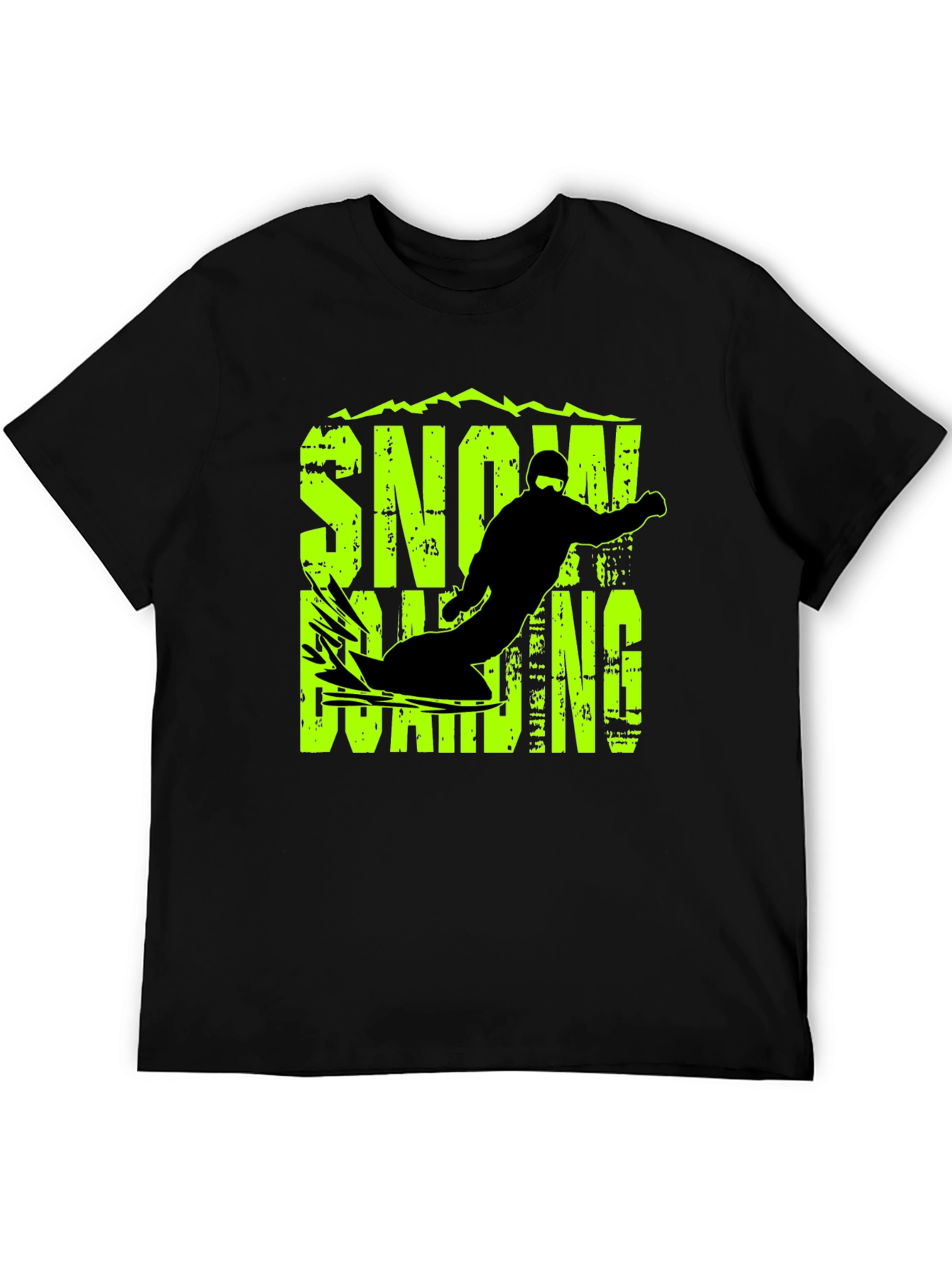 Snowboarding Graphic Print Black T-Shirt