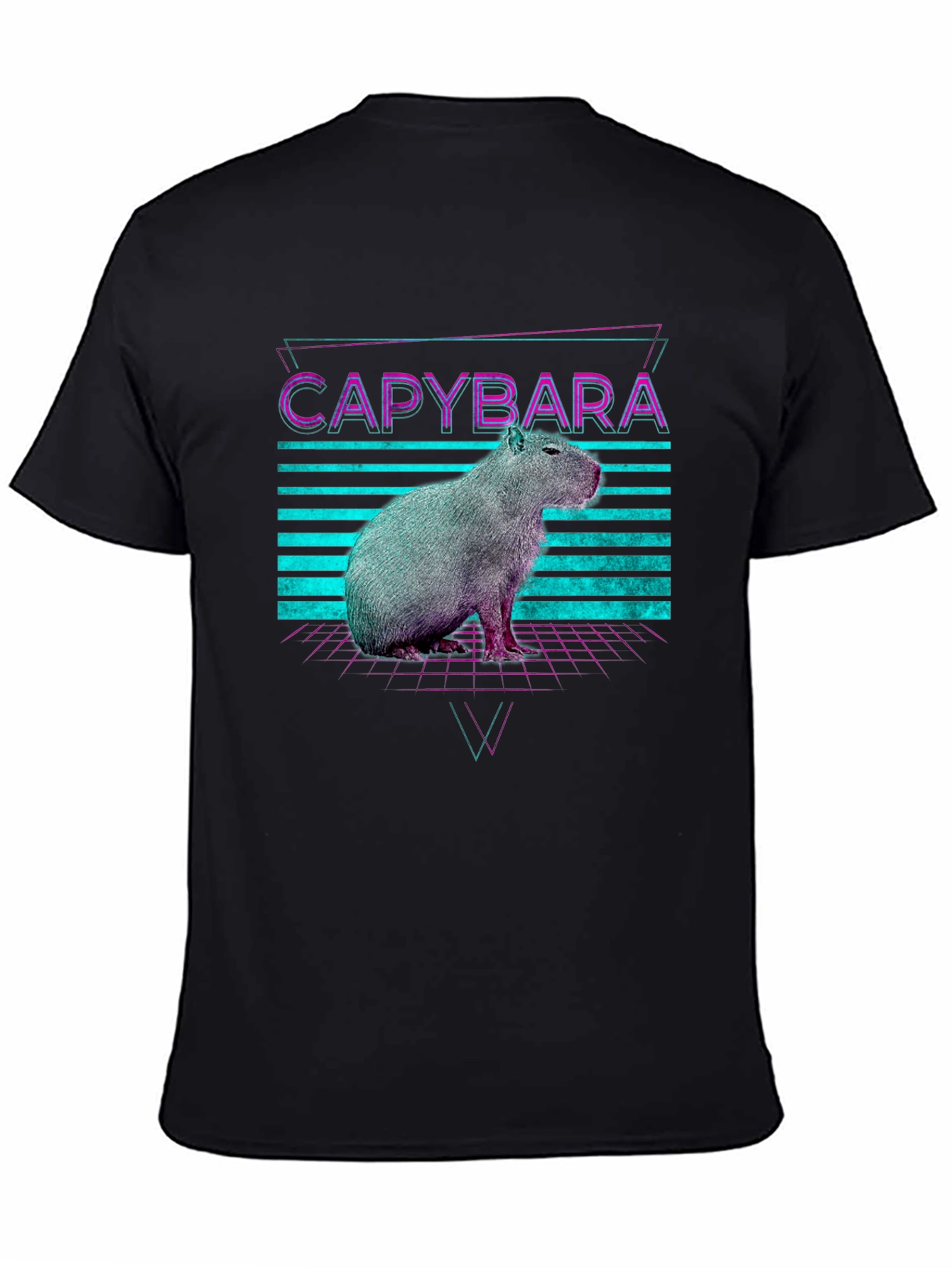 Retro Capybara T-Shirt - Synthwave Design