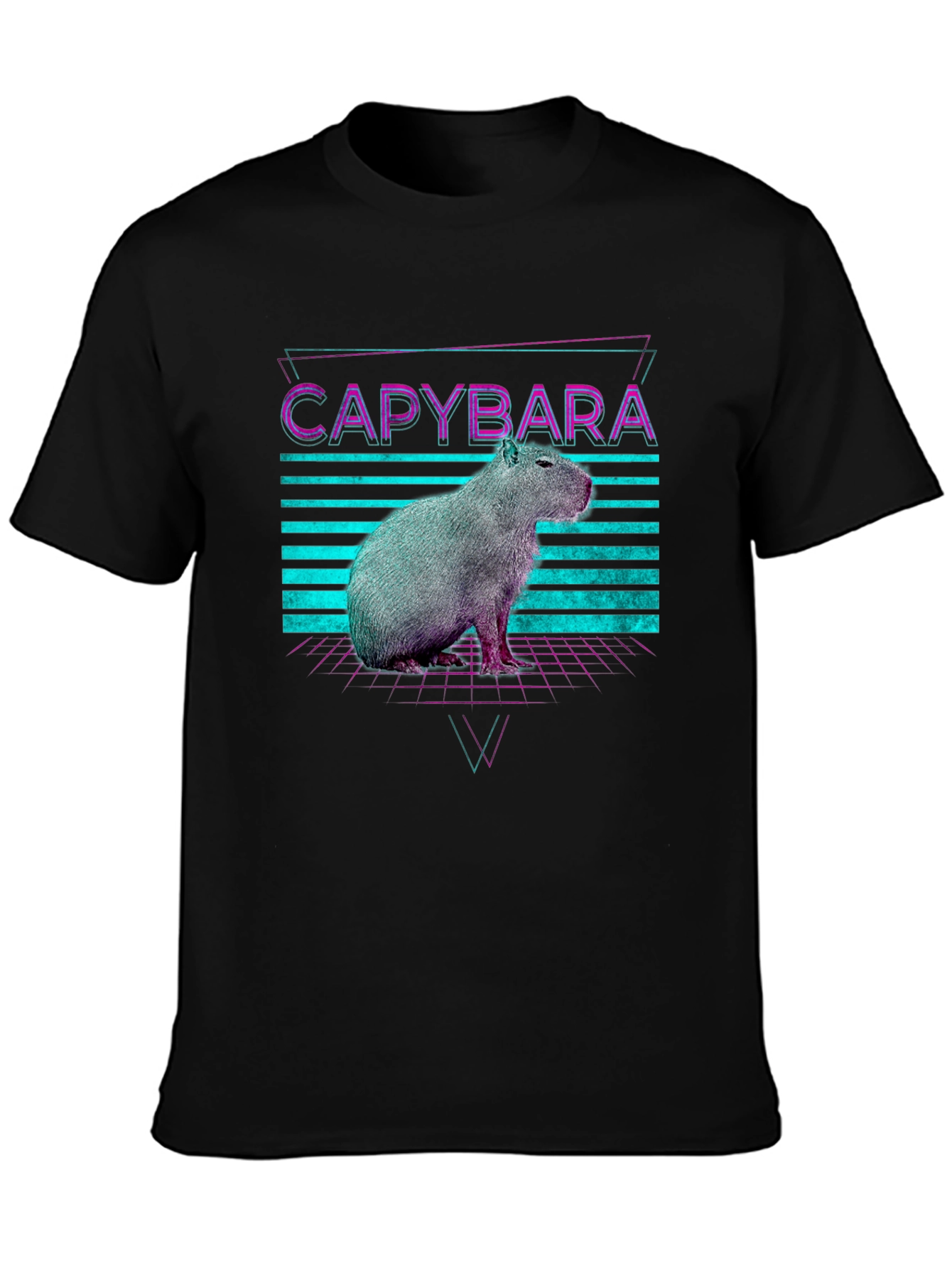 Retro Capybara T-Shirt - Synthwave Design