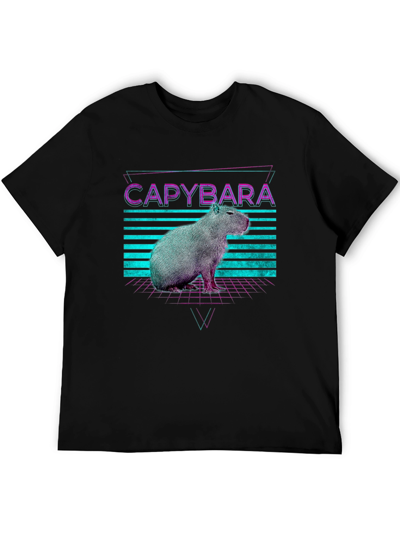 Retro Capybara T-Shirt - Synthwave Design