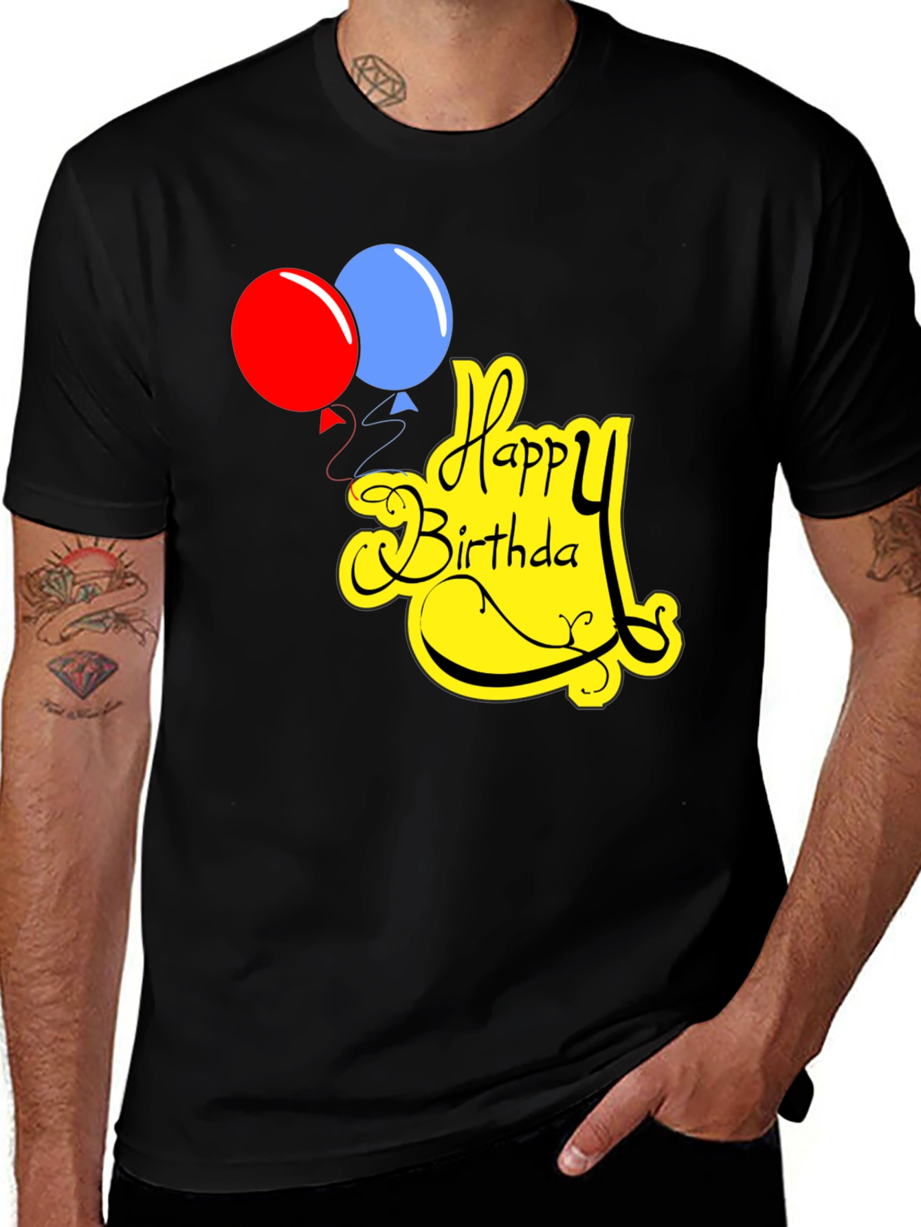Happy Birthday Graphic Tee Black