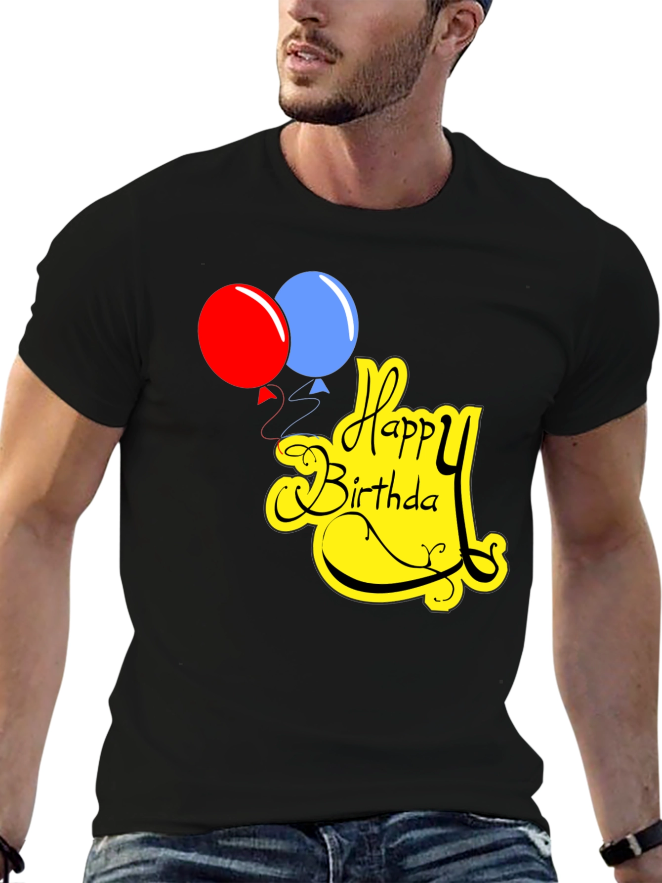 Happy Birthday Graphic Tee Black