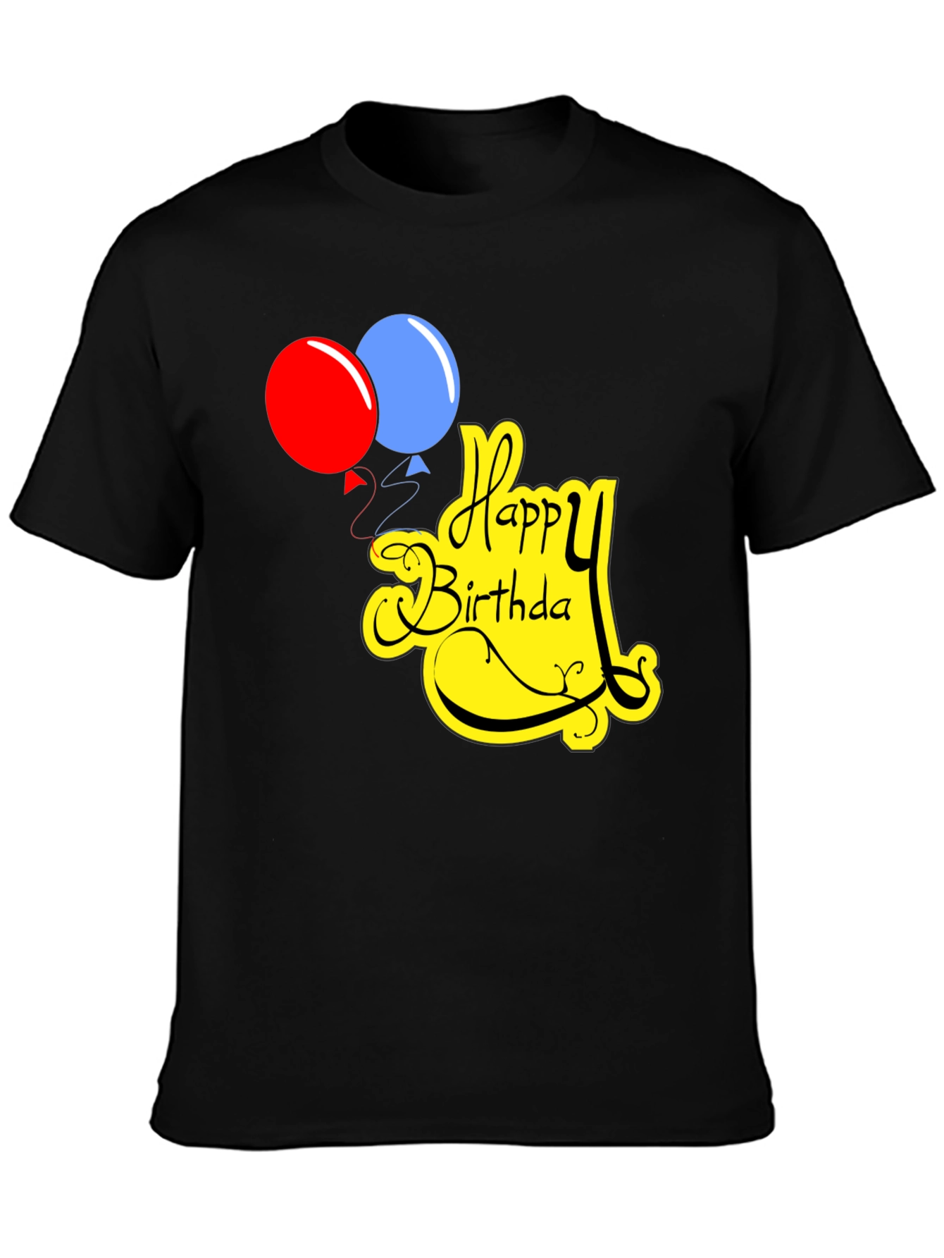 Happy Birthday Graphic Tee Black