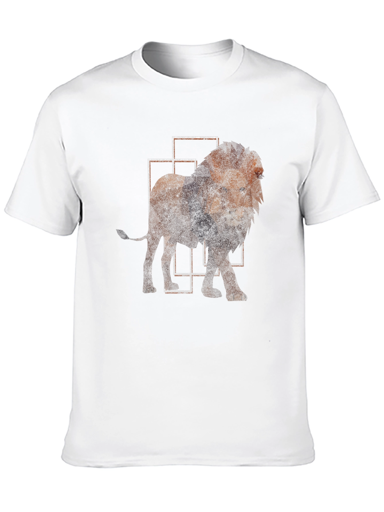Geometric Lion Print Black T-Shirt
