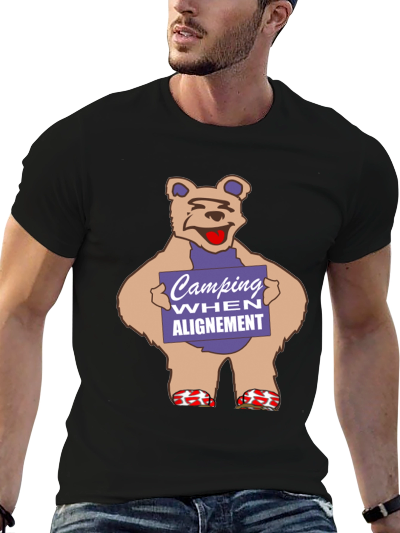 Bear Camping T-Shirt - Funny Graphic Tee