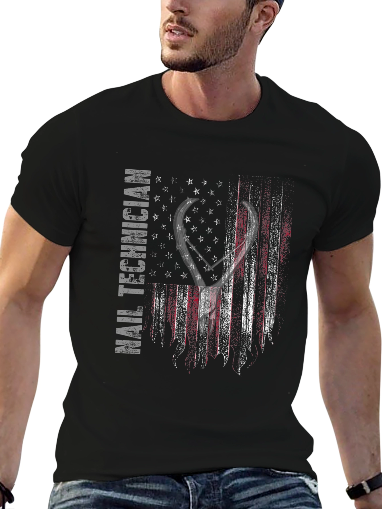 Nail Technician American Flag T-Shirt