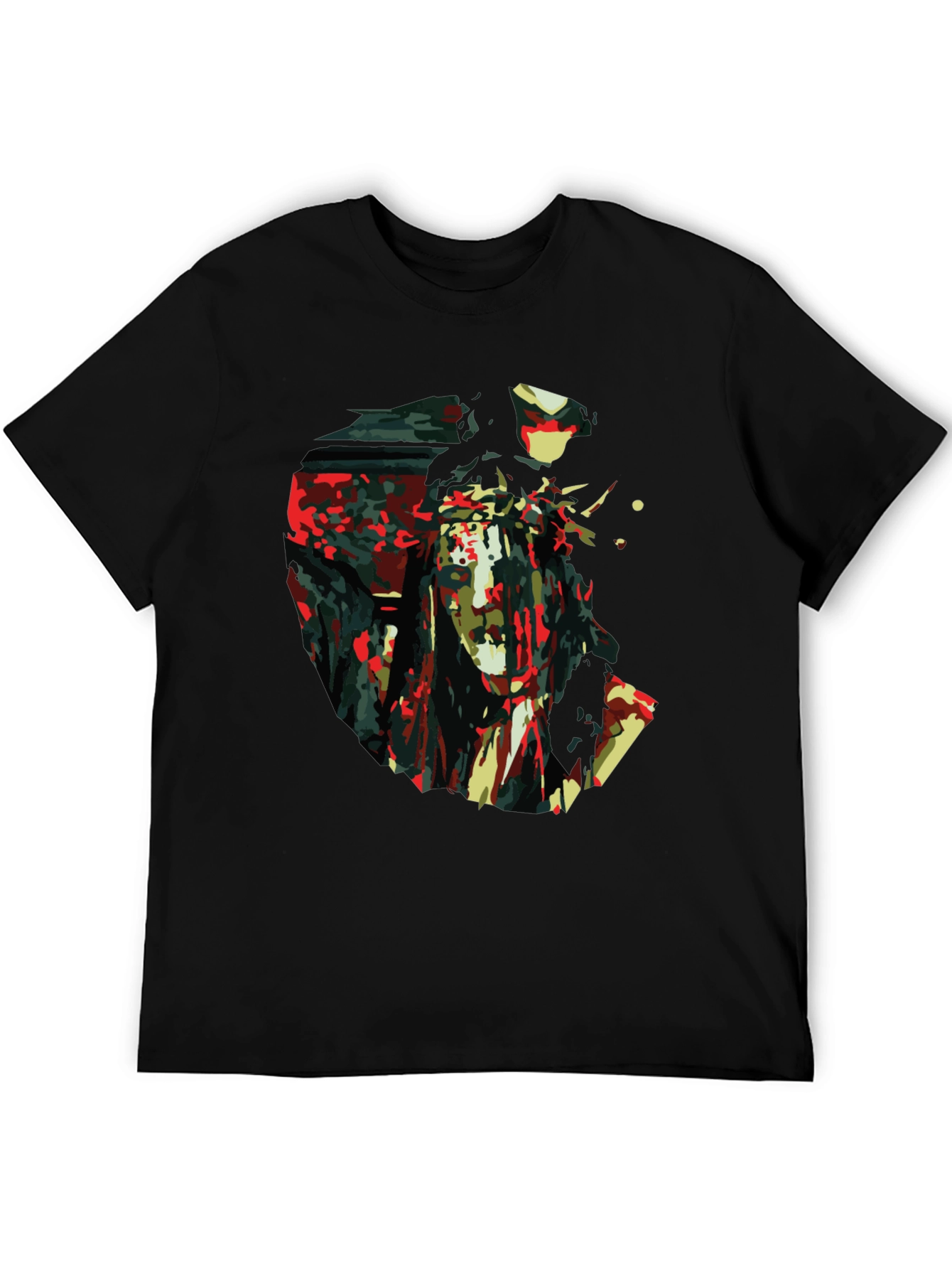 Abstract Jesus Print Black T-Shirt