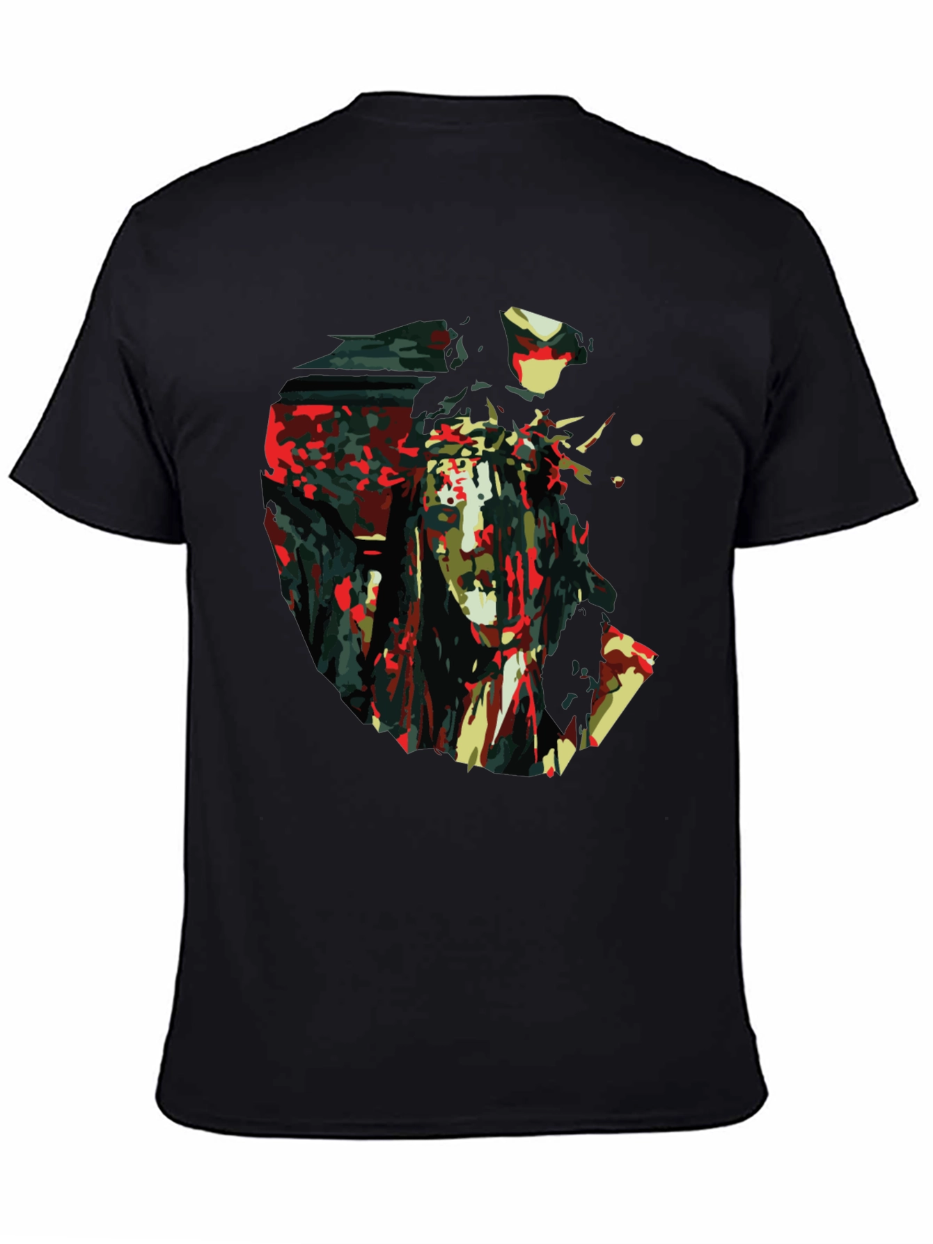 Abstract Jesus Print Black T-Shirt