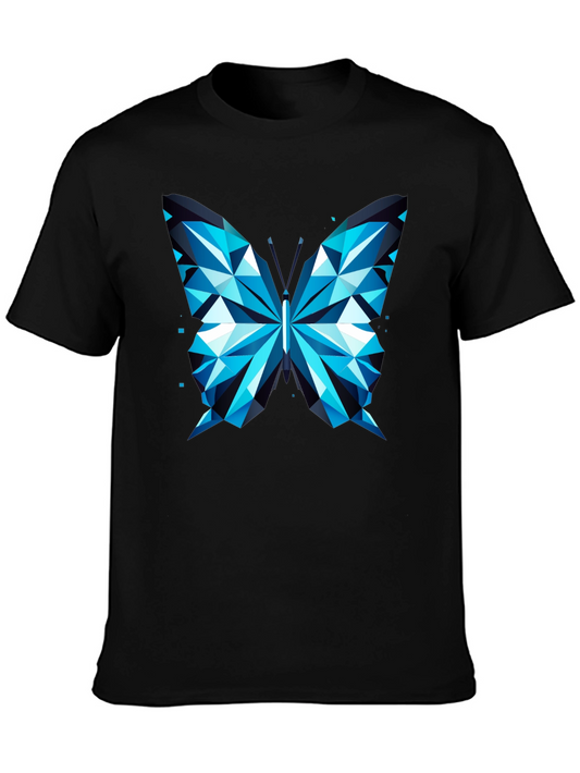 Geometric Butterfly Print Tee - Modern Graphic T-Shirt
