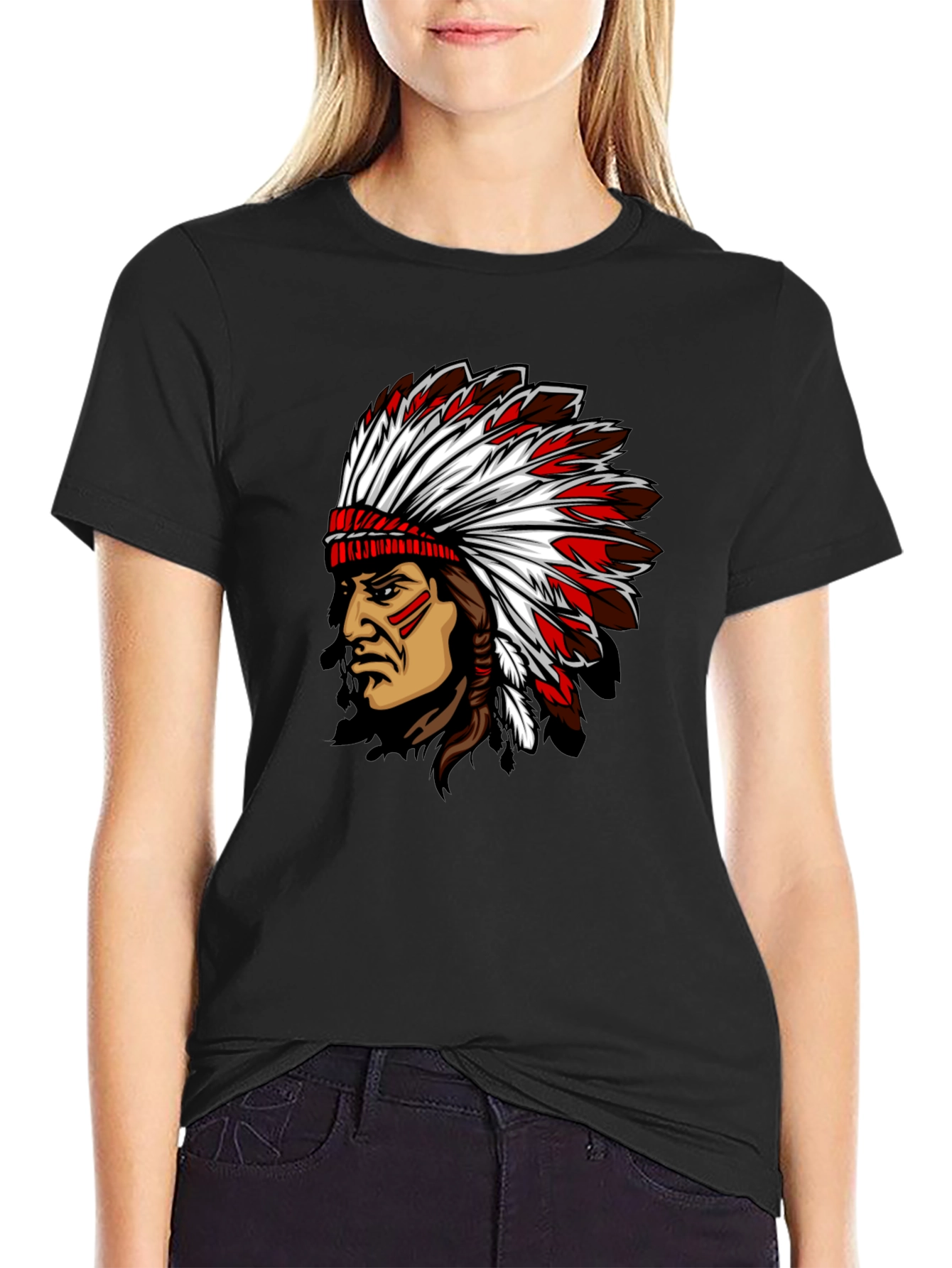 Indian Chief Graphic Black T-Shirt