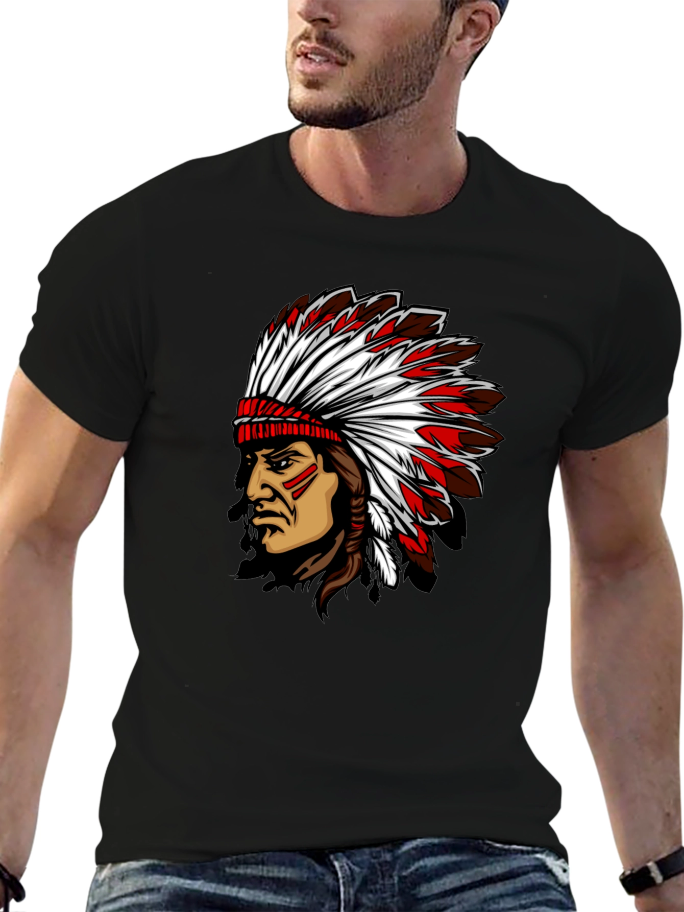 Indian Chief Graphic Black T-Shirt