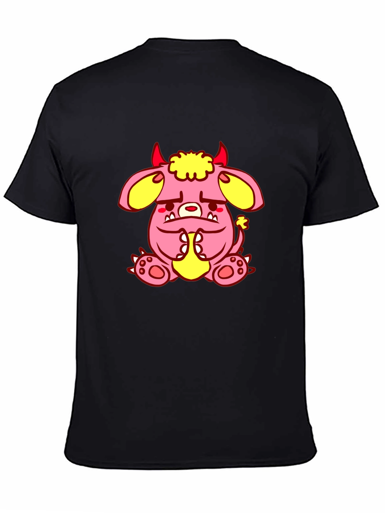 Pink Monster Graphic Tee - Black Cotton T-Shirt