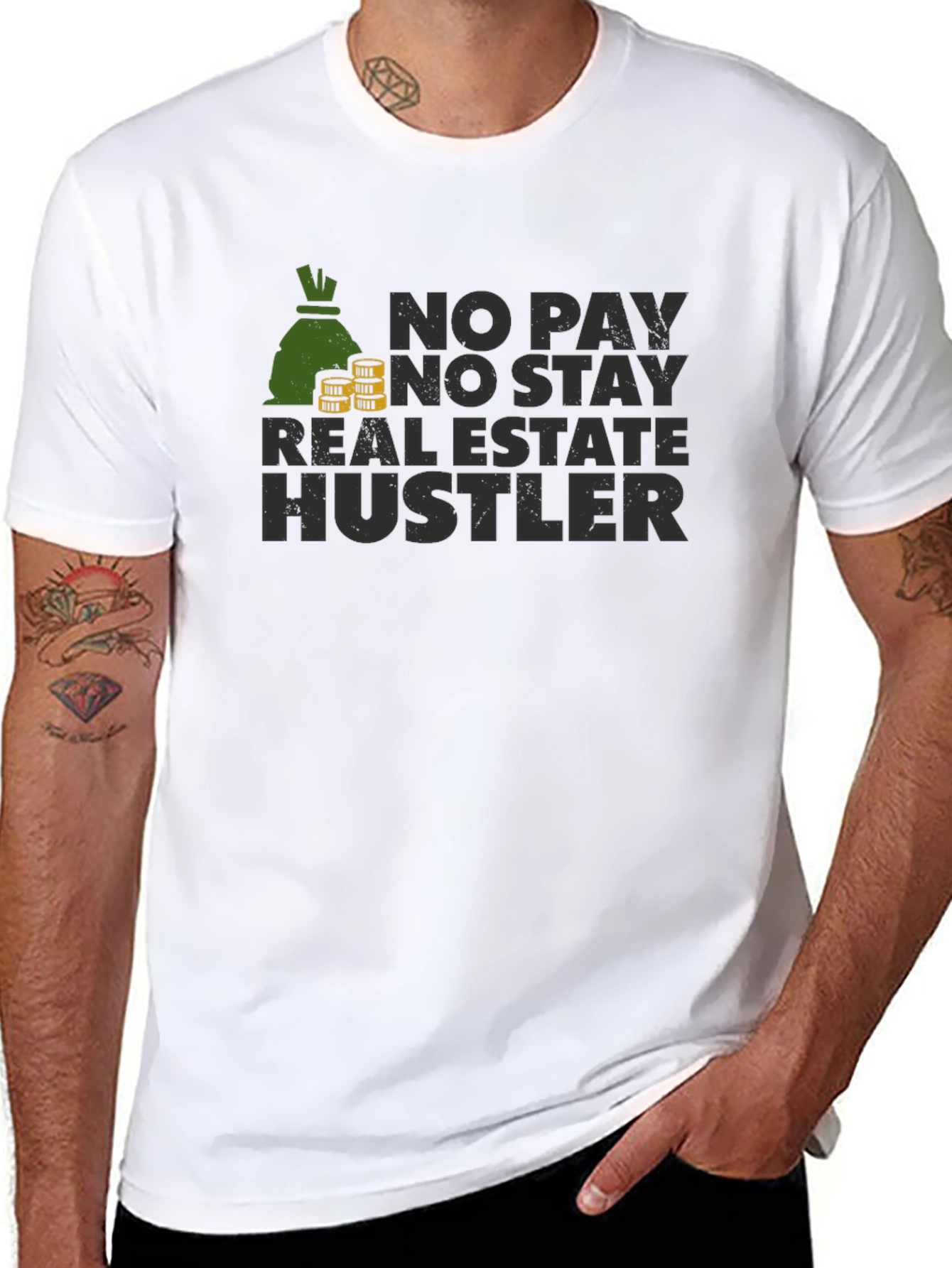 No Pay No Stay Real Estate Hustler Black T-Shirt