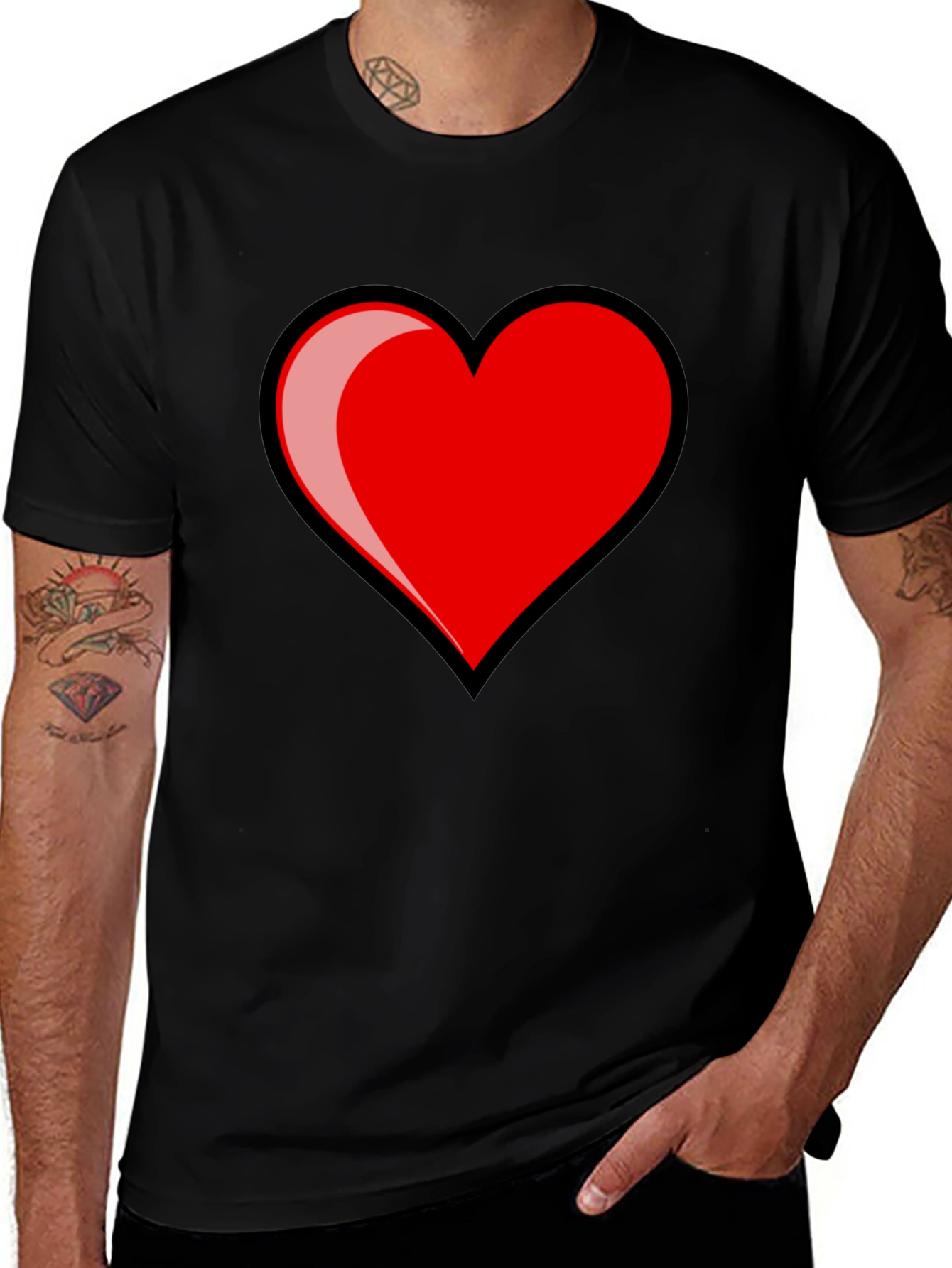 Heart Graphic T-Shirt - Stylish Black Tee