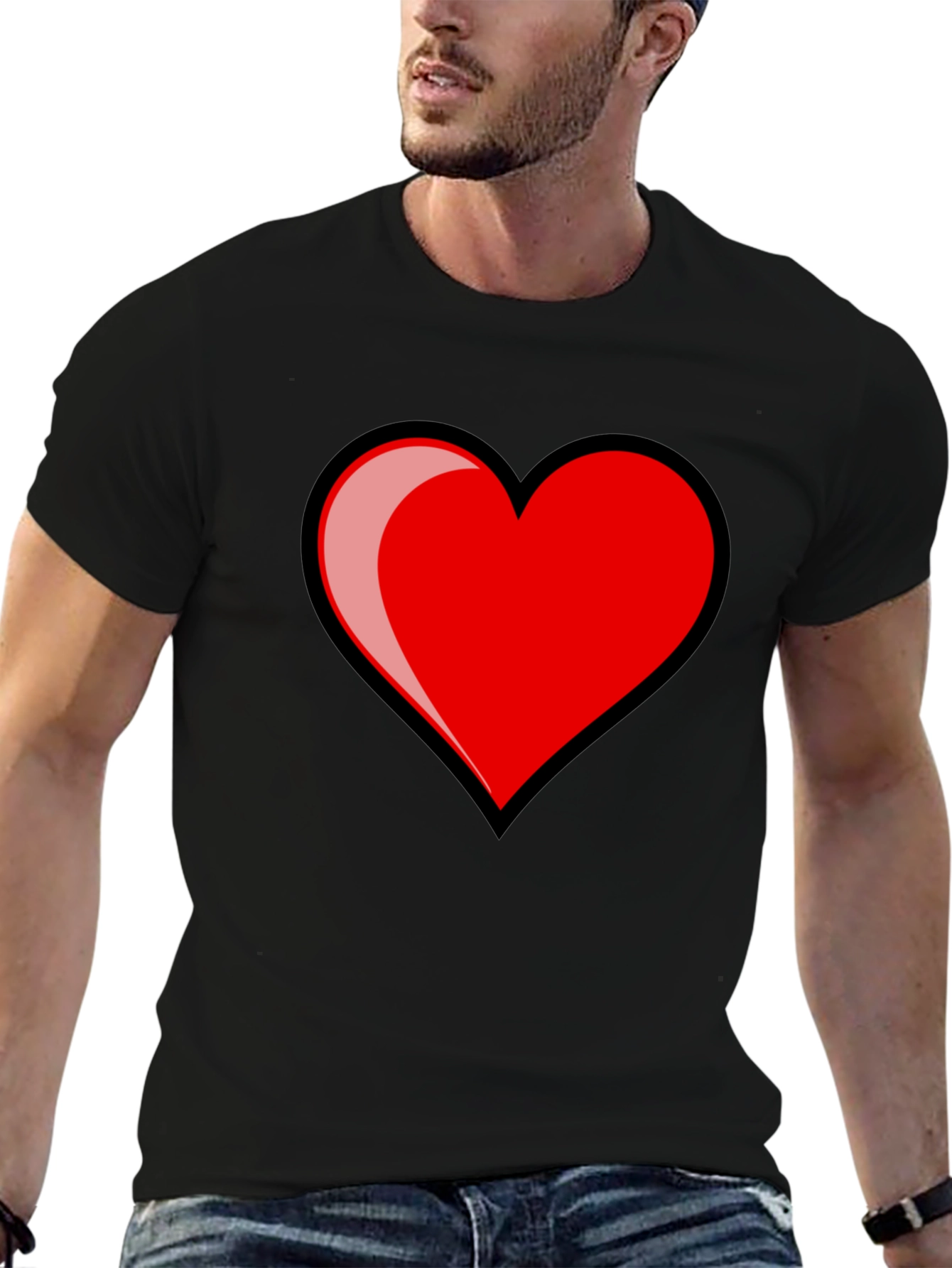 Heart Graphic T-Shirt - Stylish Black Tee