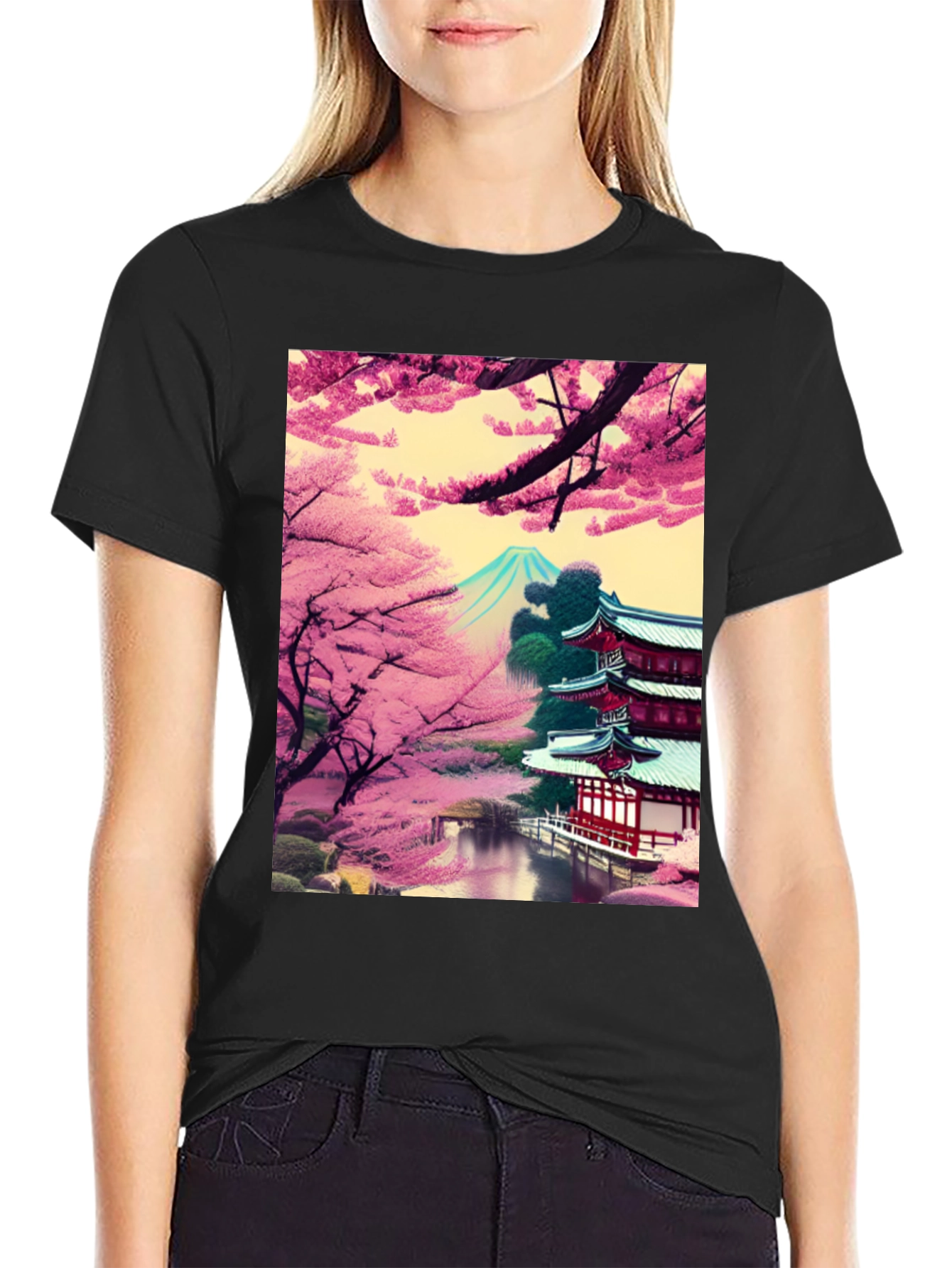Cherry Blossom Temple Graphic Tee