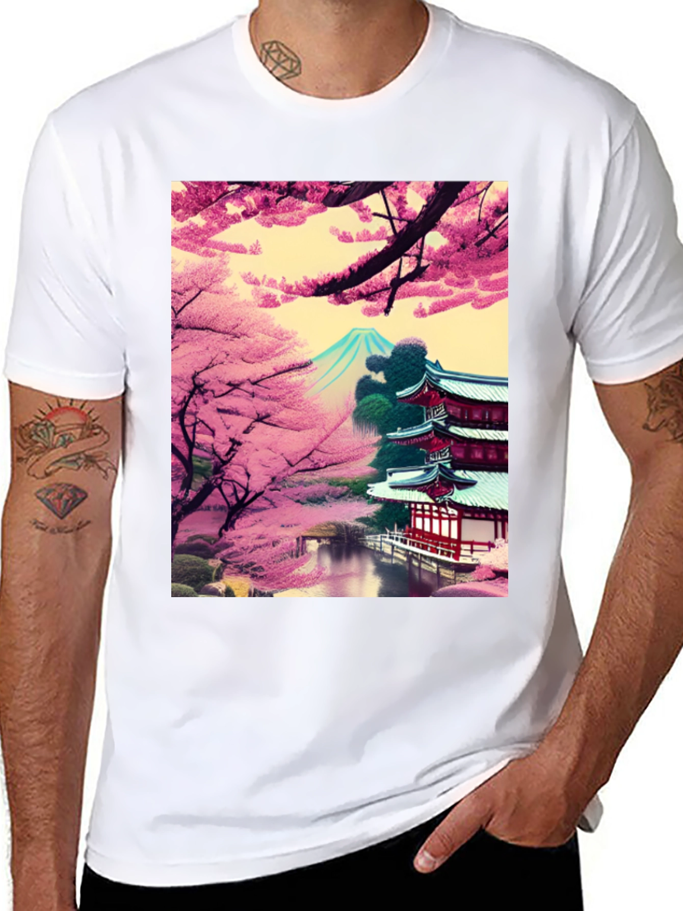 Cherry Blossom Temple Graphic Tee