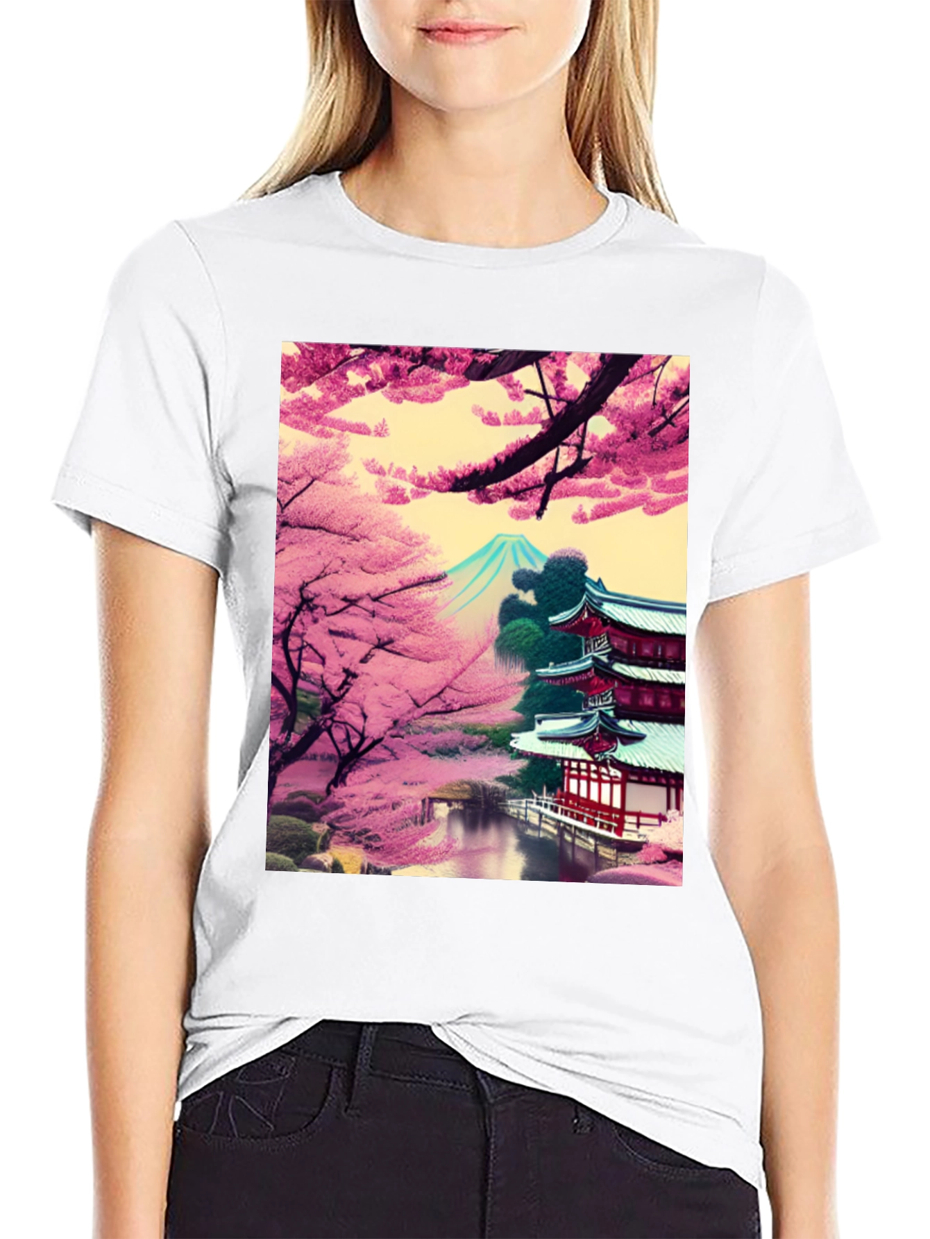 Cherry Blossom Temple Graphic Tee
