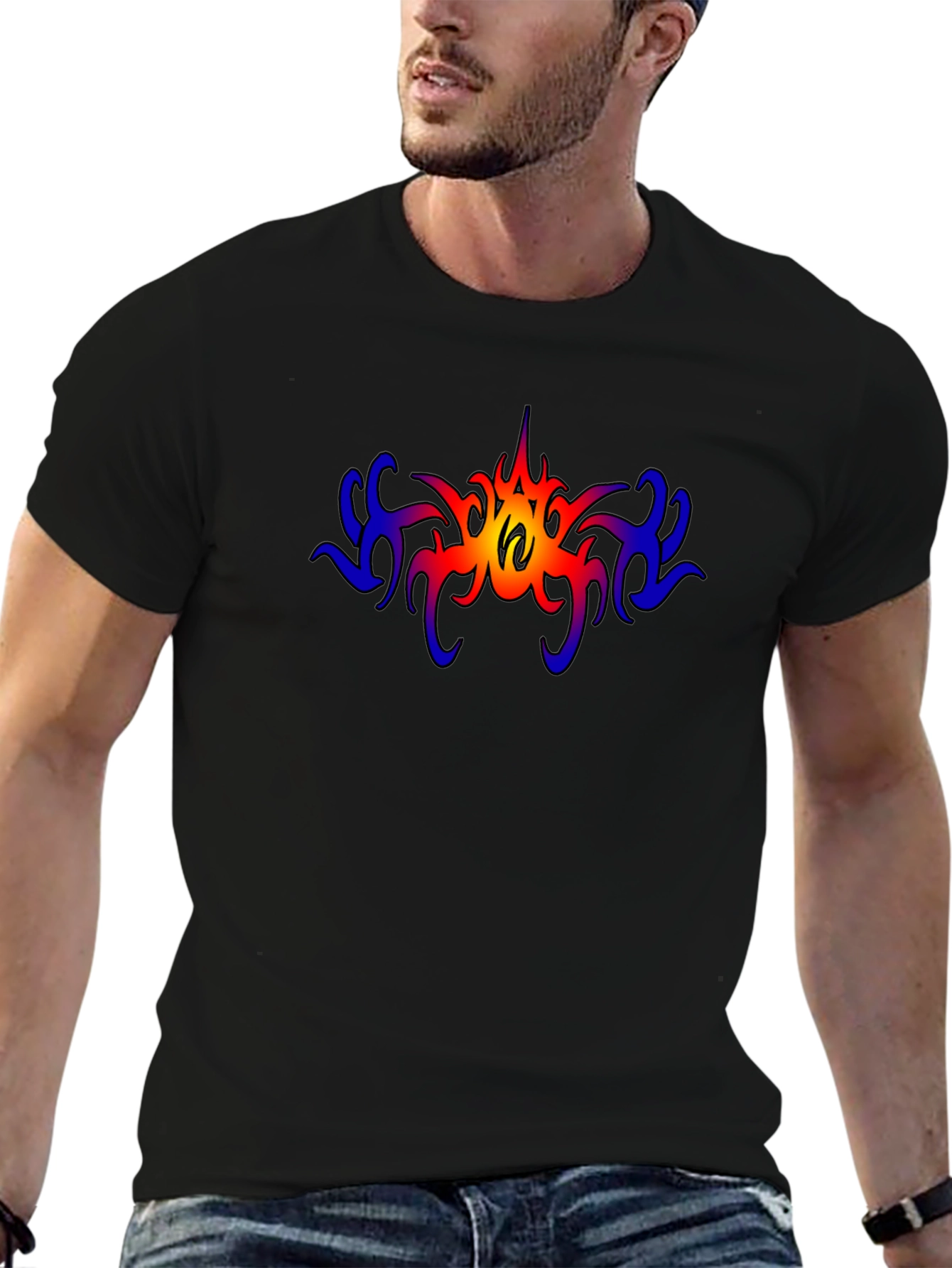 Bold Tribal Graphic Tee - Mens Black T-Shirt