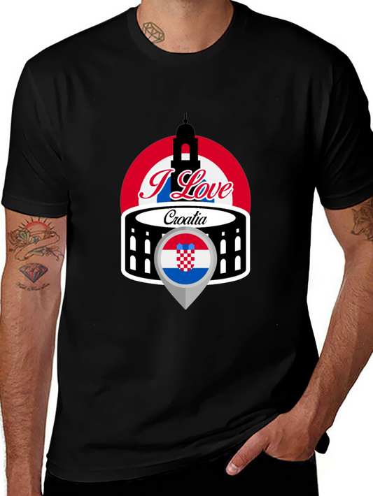 I Love Croatia T-Shirt - Black Graphic Tee