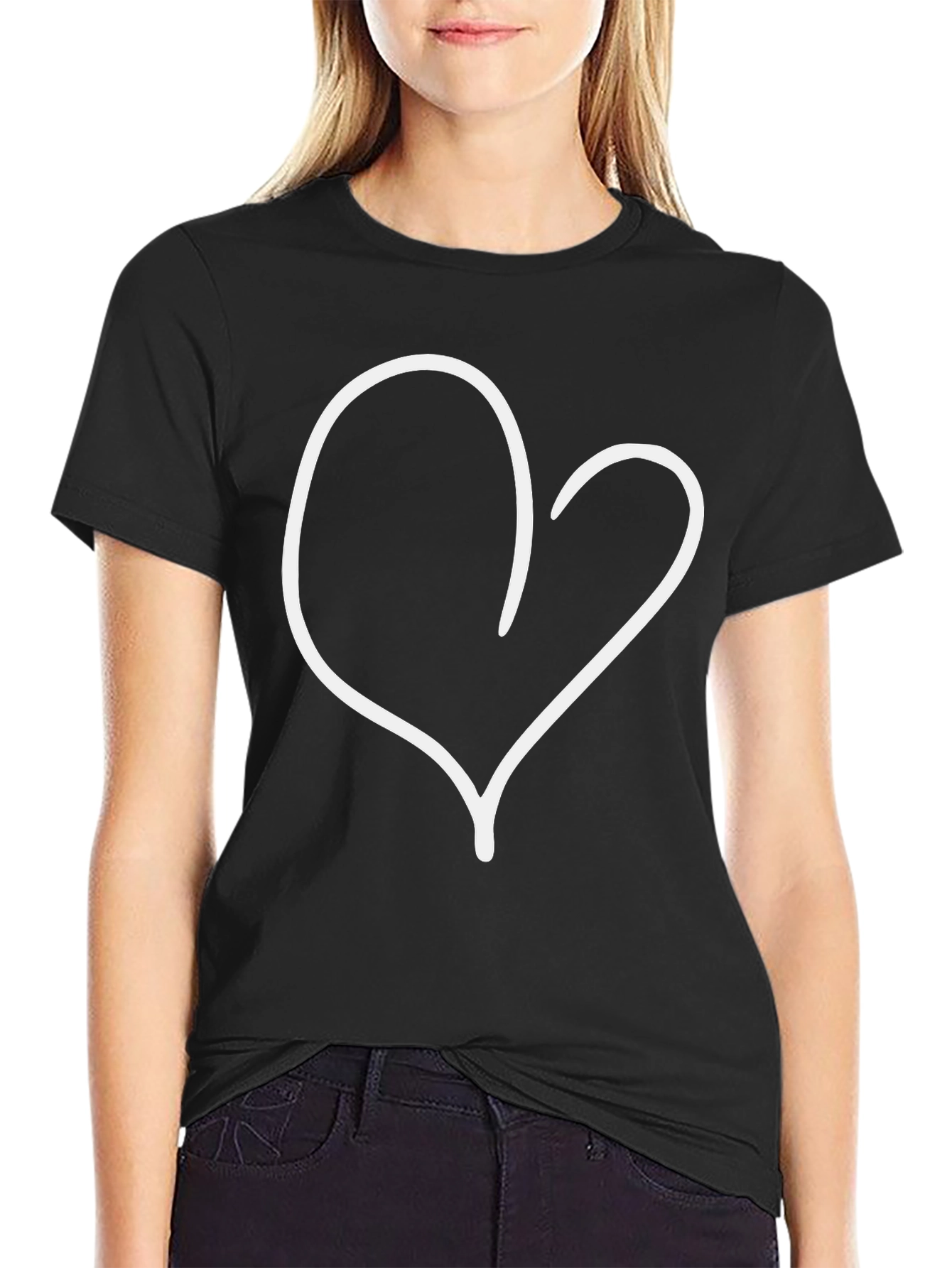 Heart Graphic Black T-Shirt - Modern Casual Tee