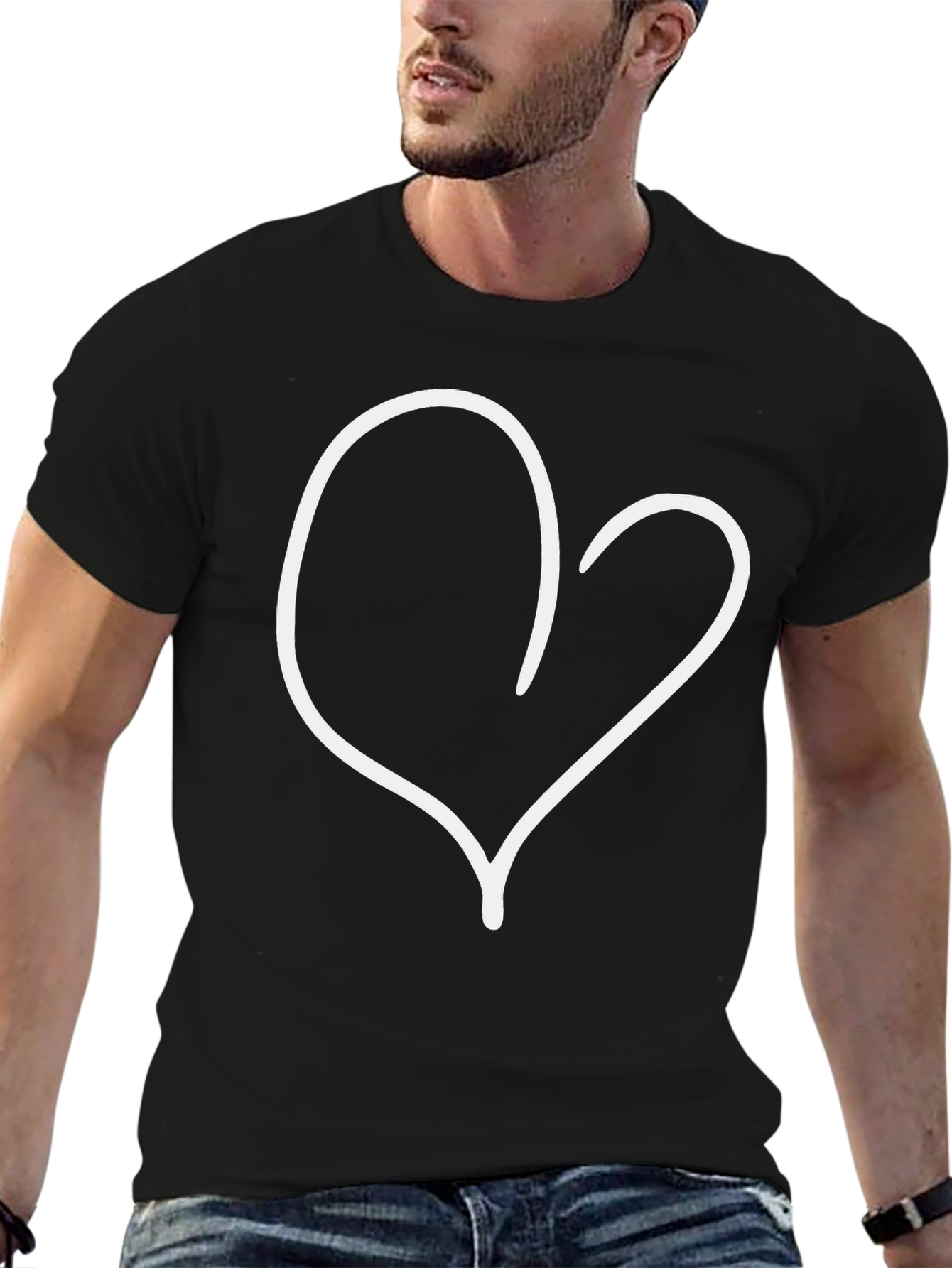 Heart Graphic Black T-Shirt - Modern Casual Tee