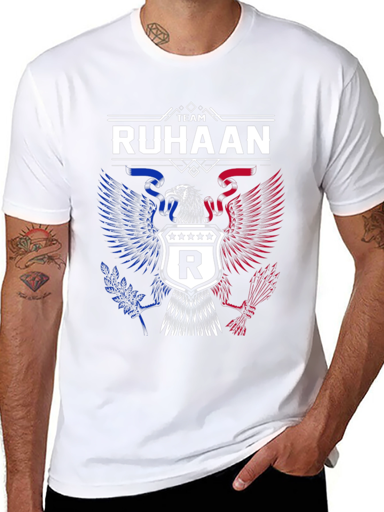 Team Ruhaan Eagle Crest Graphic T-Shirt - Patriotic Design