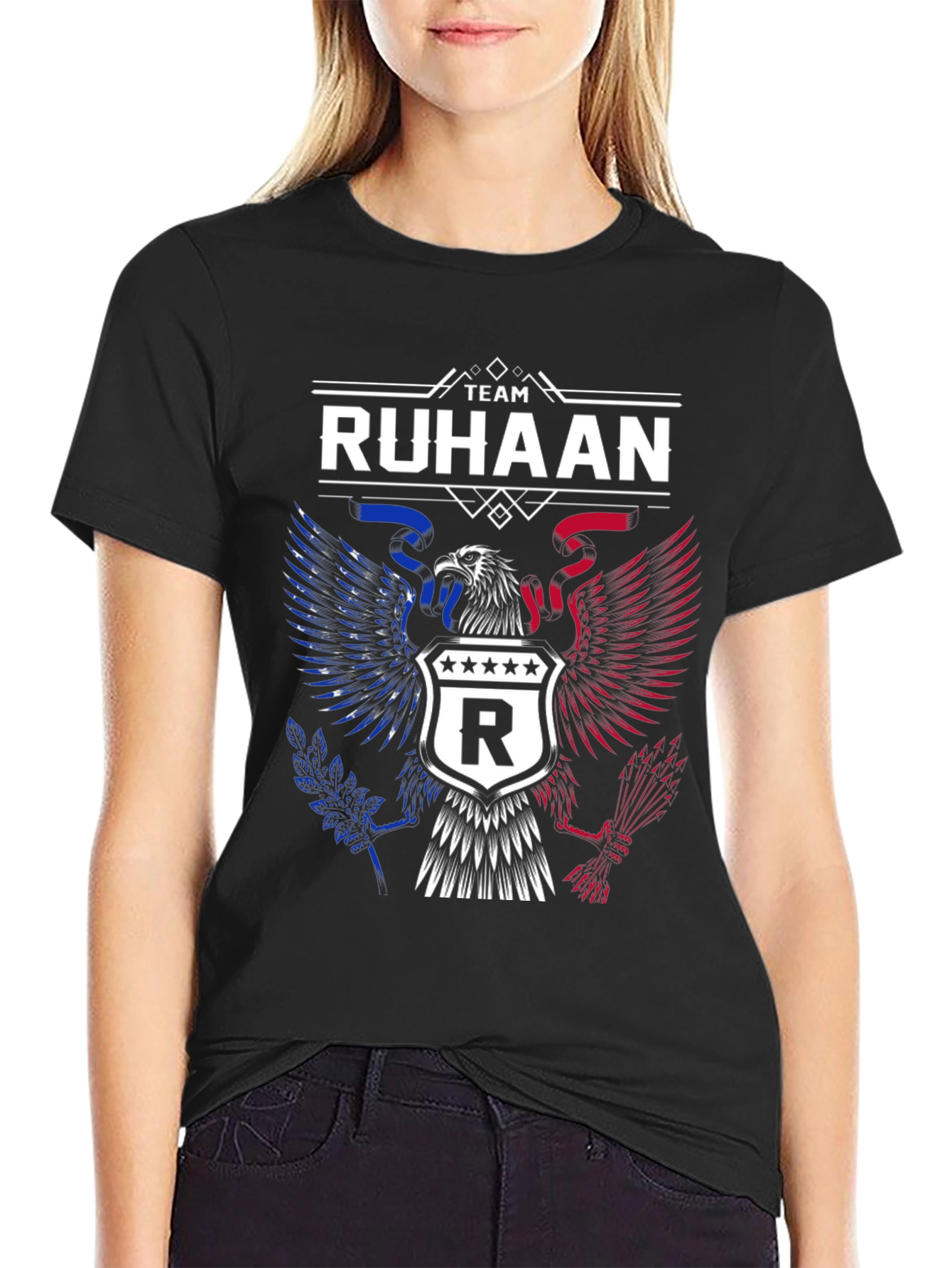 Team Ruhaan Eagle Crest Graphic T-Shirt - Patriotic Design