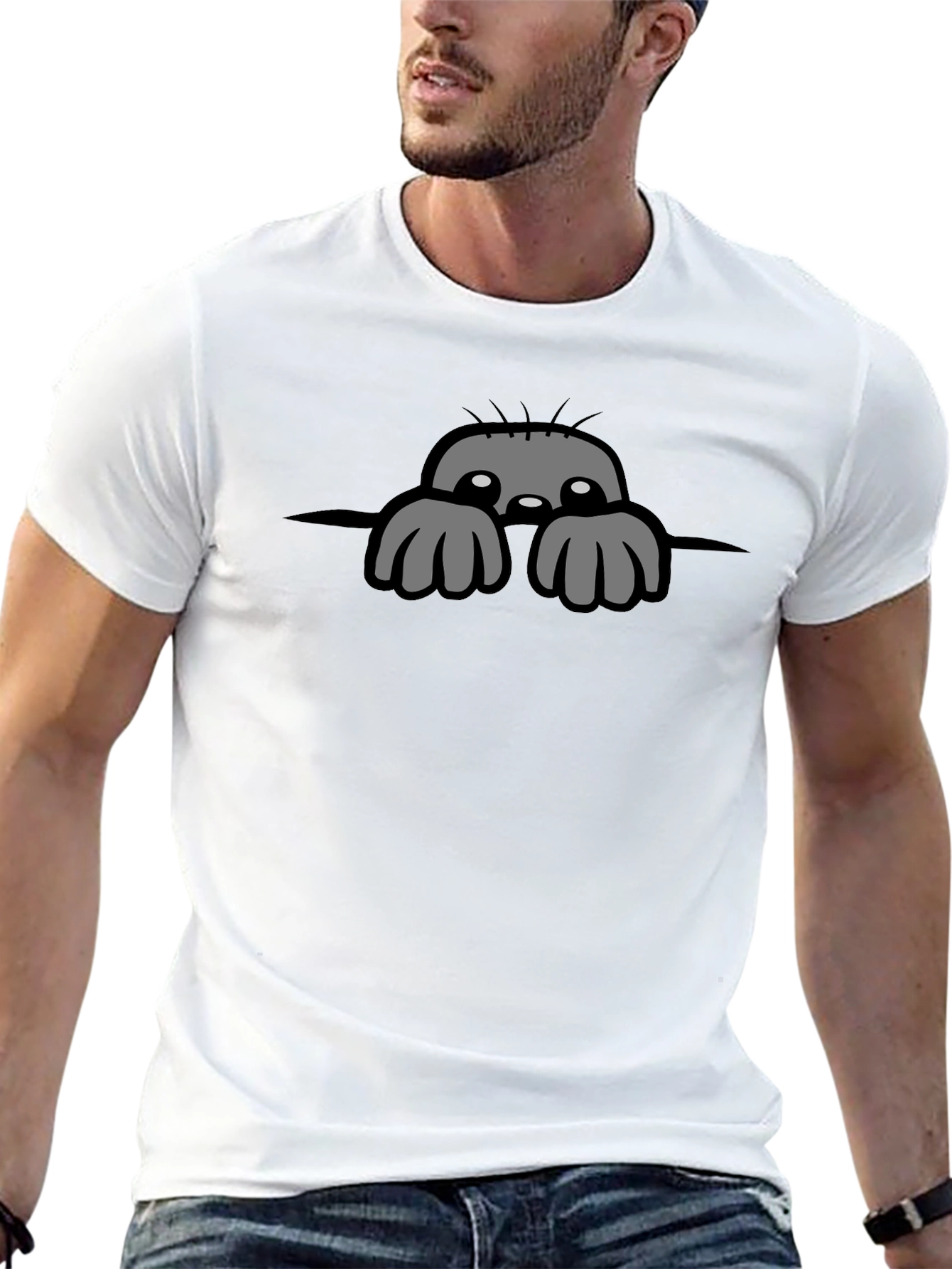 Peeking Monster Graphic T-Shirt - Black