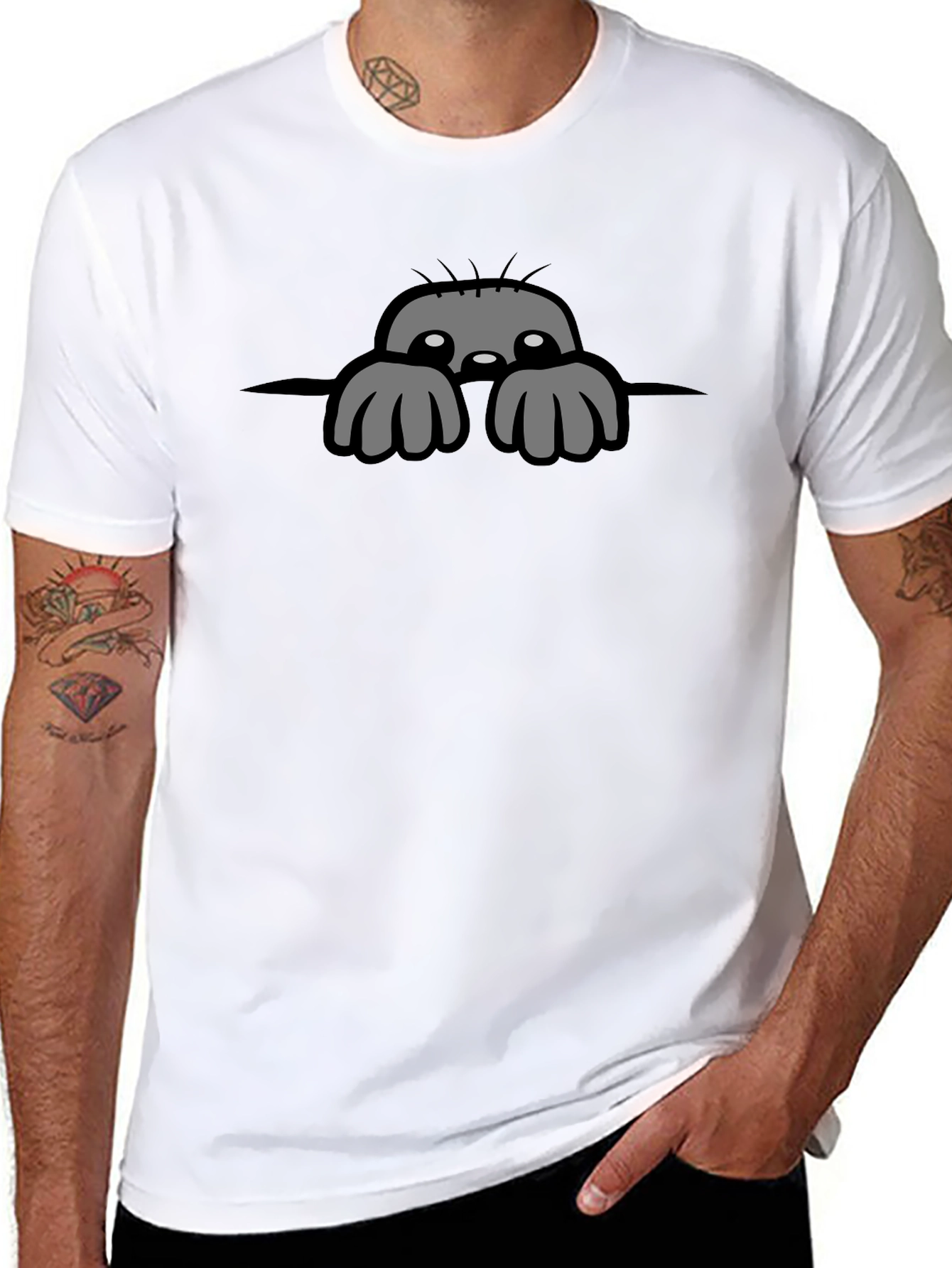 Peeking Monster Graphic T-Shirt - Black