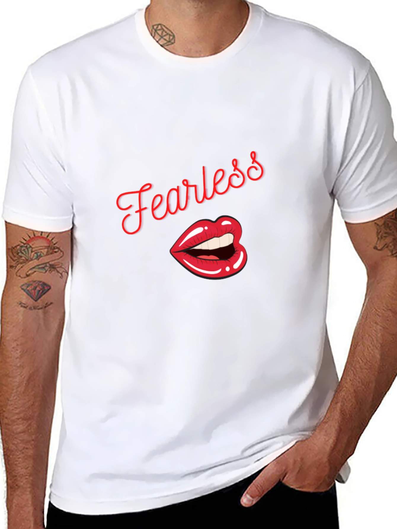 Fearless Lips Graphic Print Mens T-Shirt