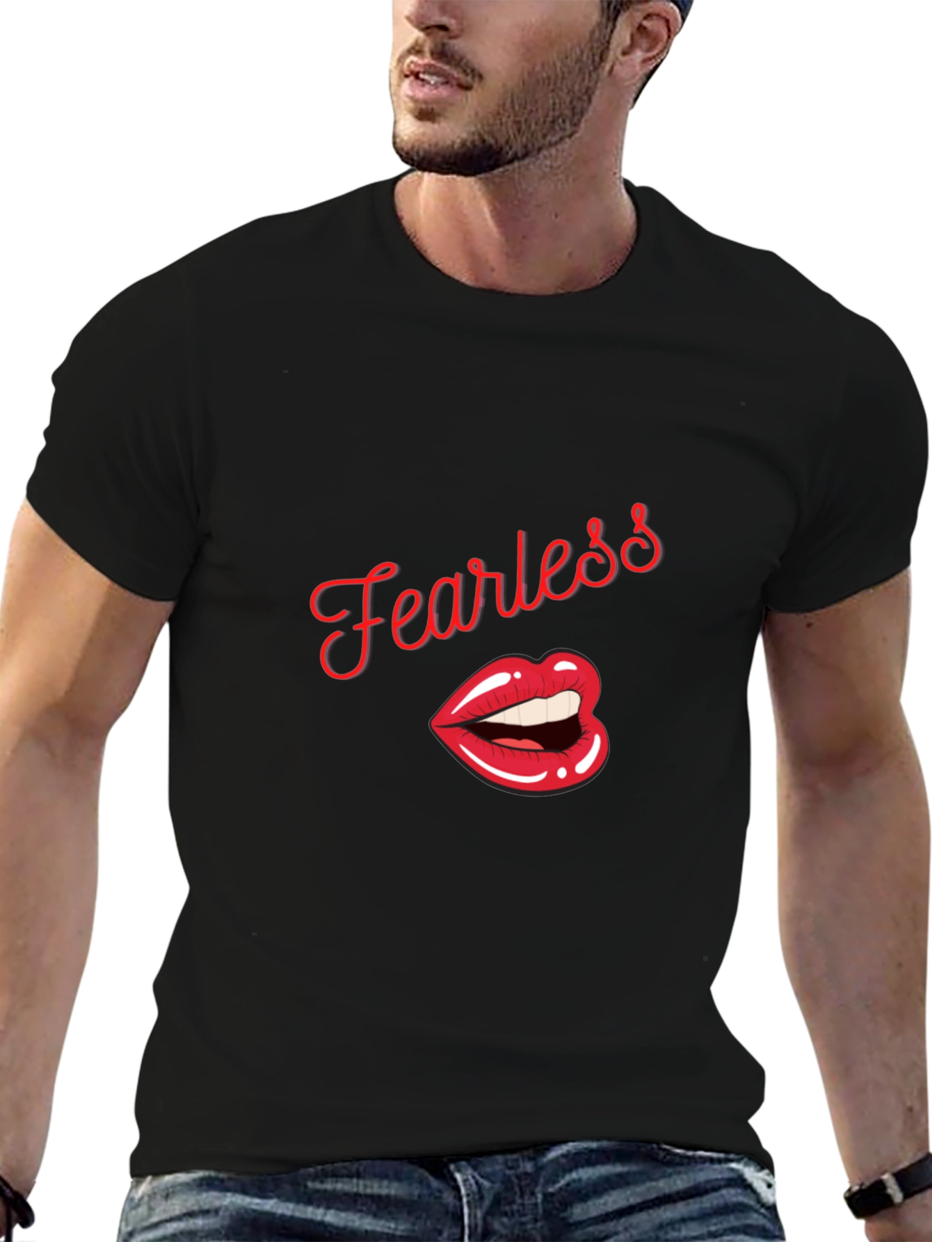 Fearless Lips Graphic Print Mens T-Shirt