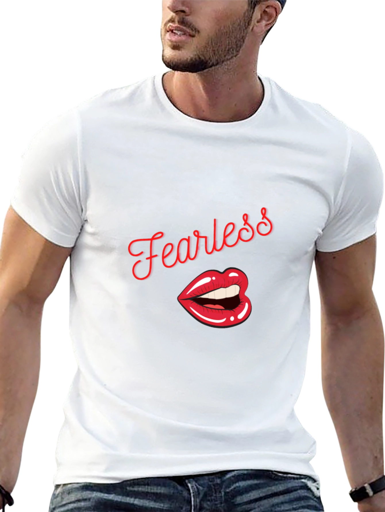 Fearless Lips Graphic Print Mens T-Shirt
