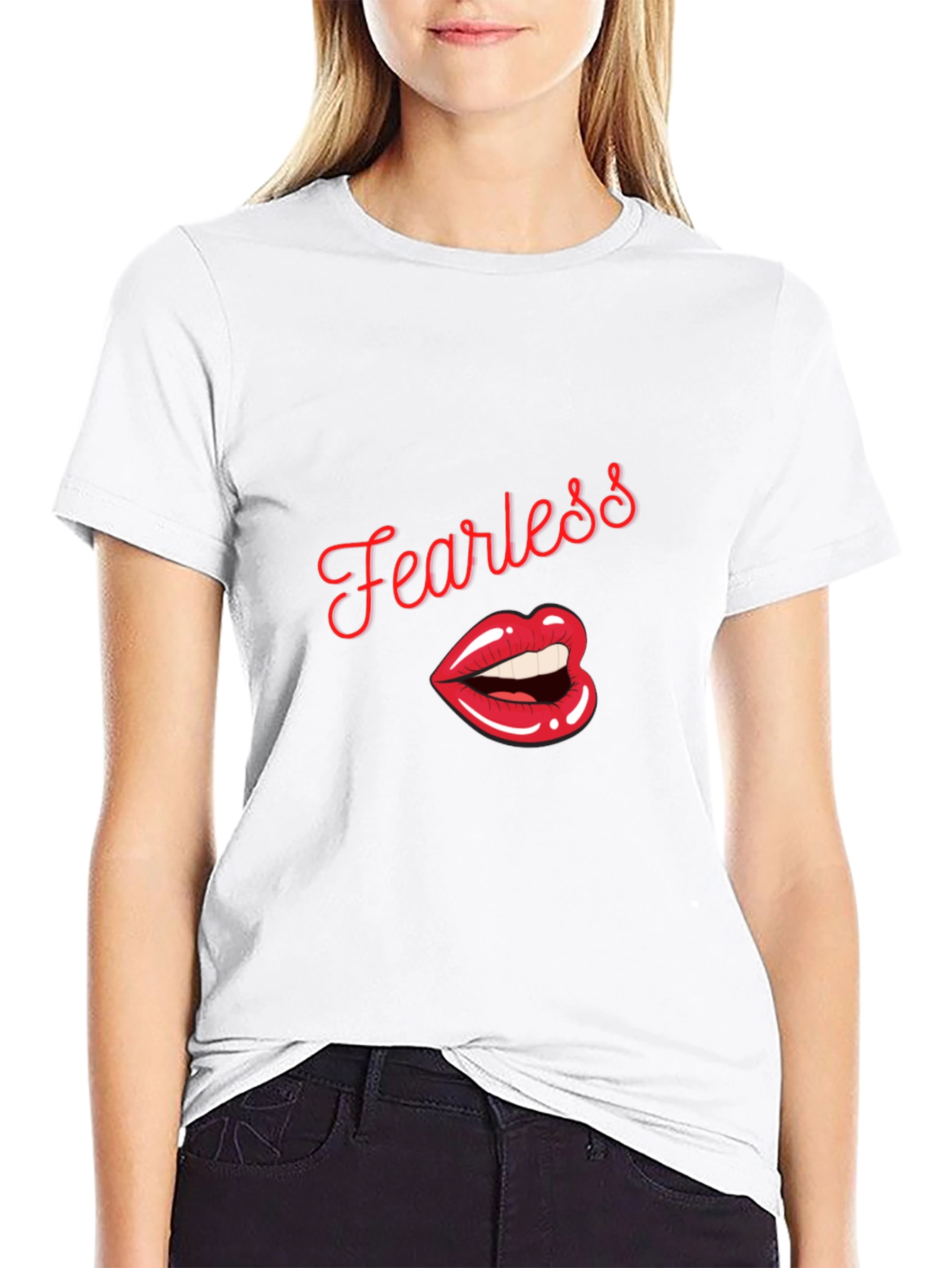 Fearless Lips Graphic Print Mens T-Shirt