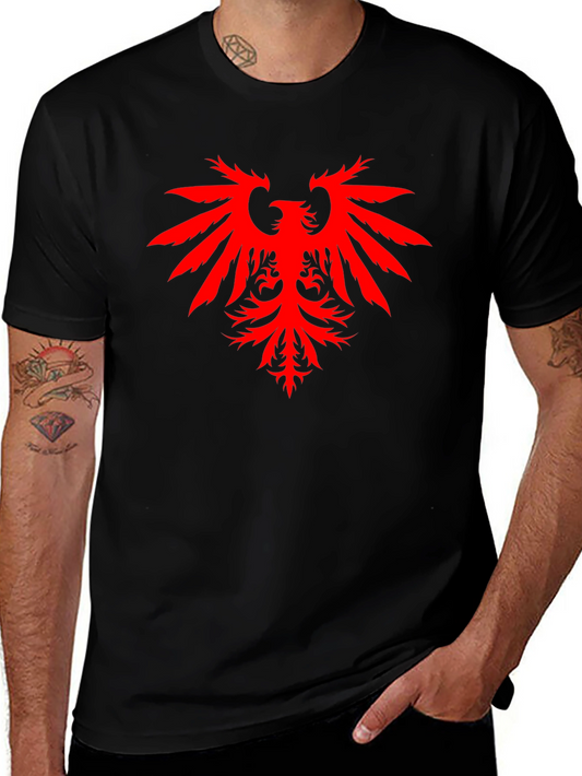 Black T-Shirt with Red Eagle Graphic