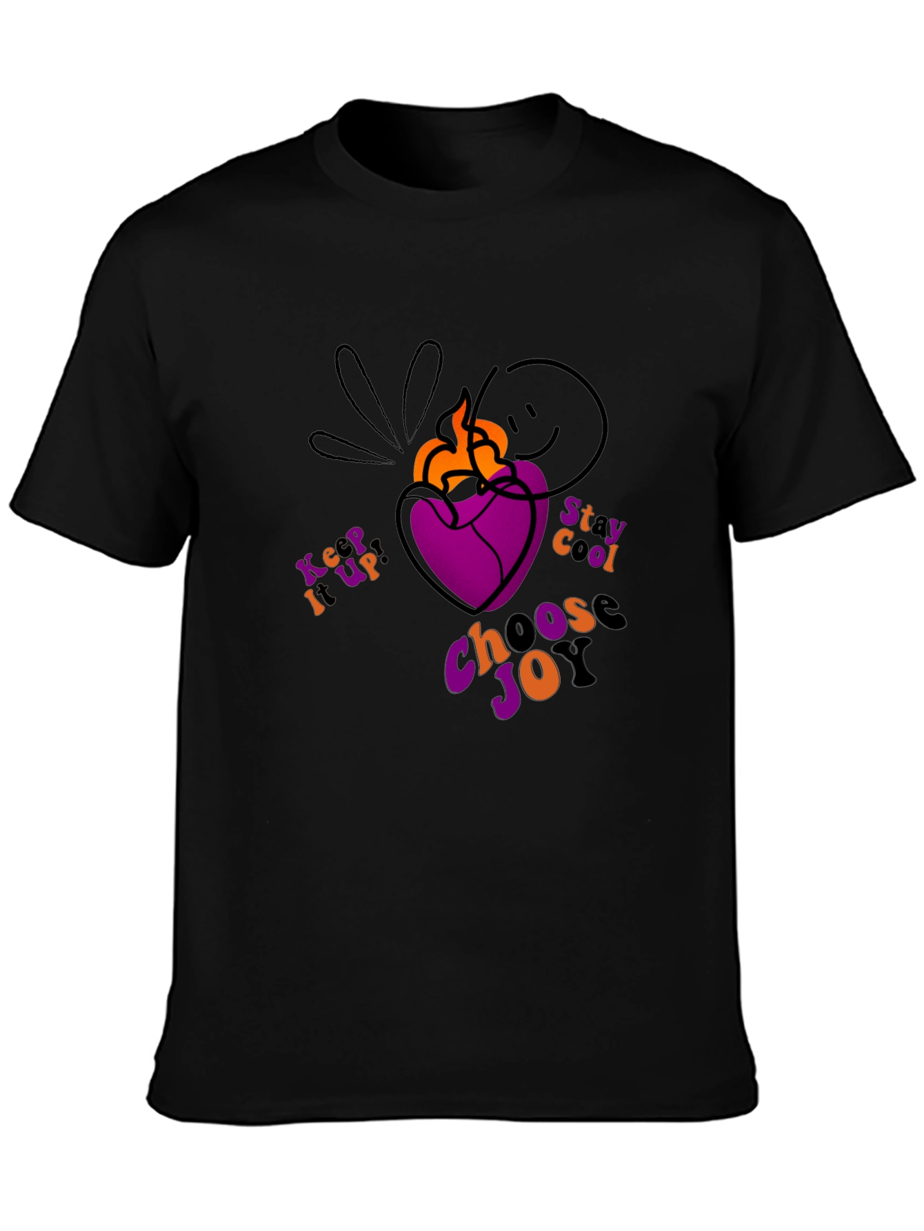 Black T-Shirt with Heart and Inspirational Slogan
