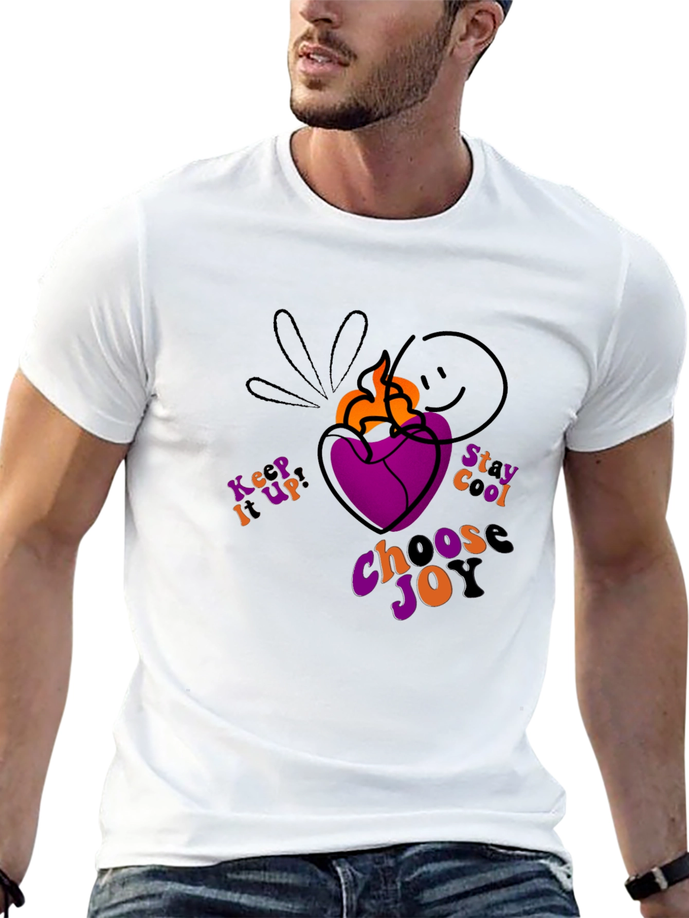 Black T-Shirt with Heart and Inspirational Slogan