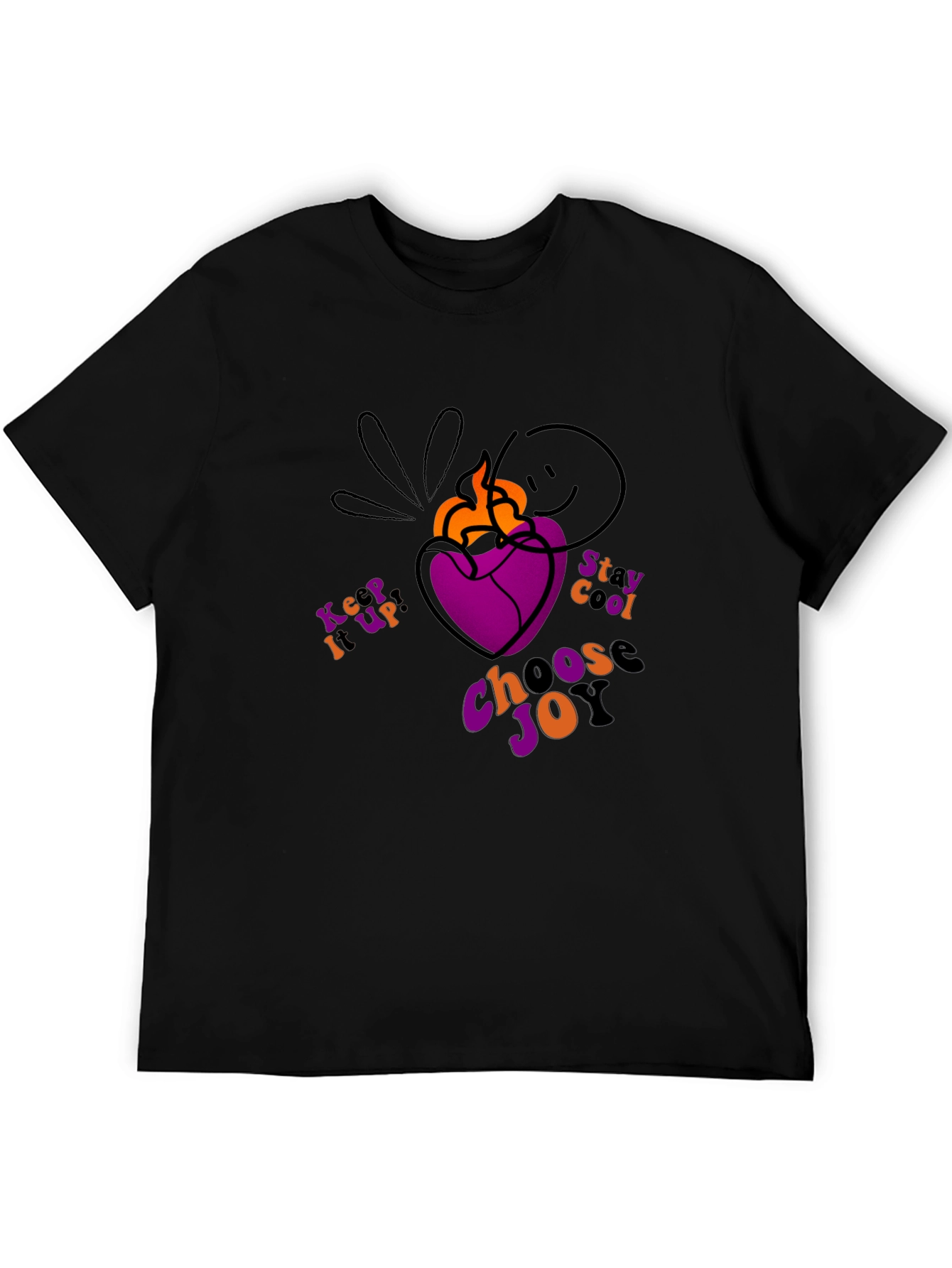 Black T-Shirt with Heart and Inspirational Slogan