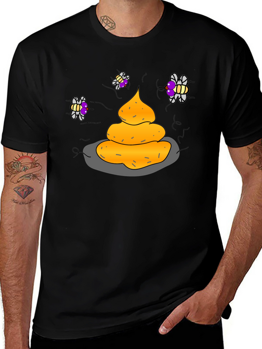 Humorous Graphic Tee - Funny Poop & Flies