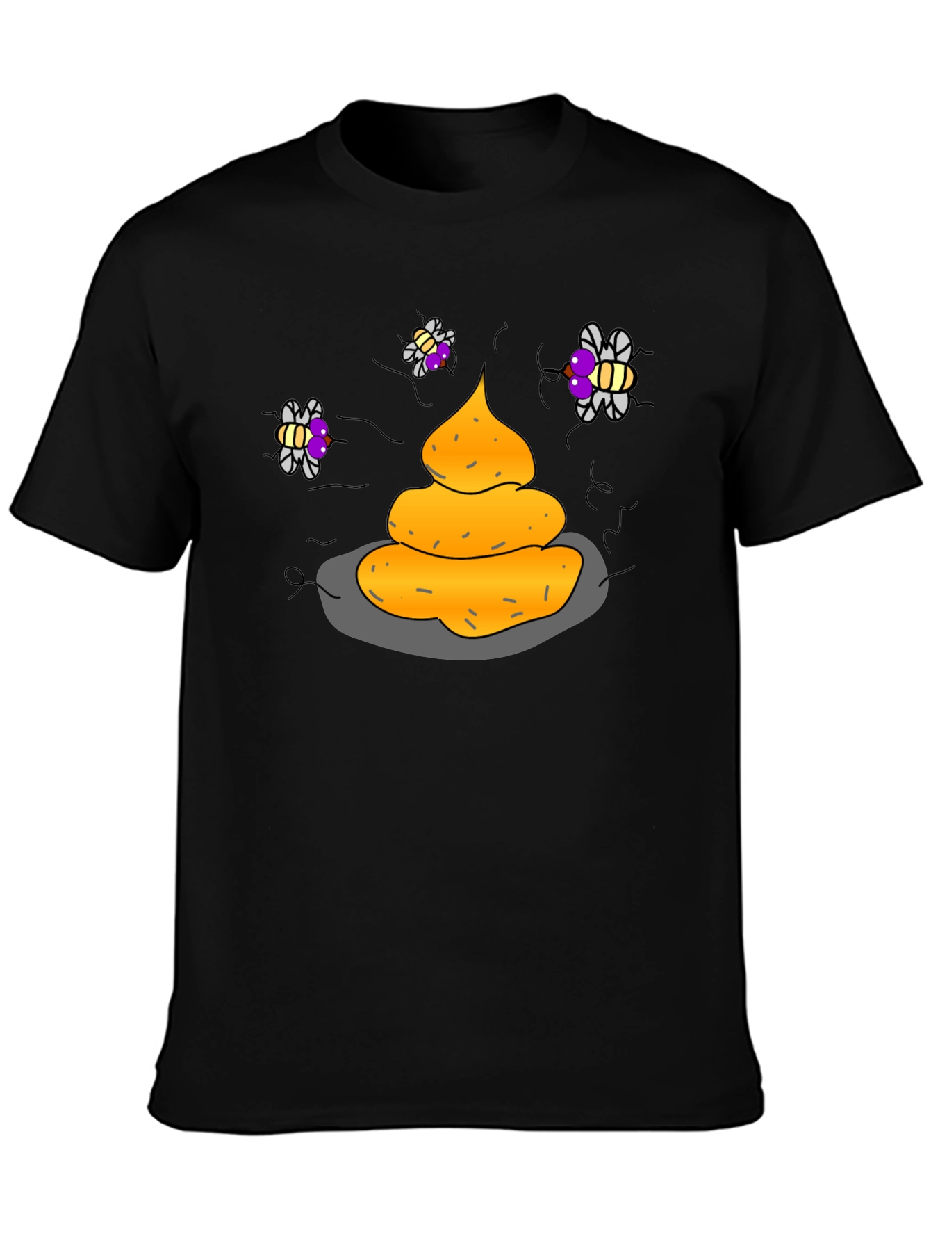 Humorous Graphic Tee - Funny Poop & Flies
