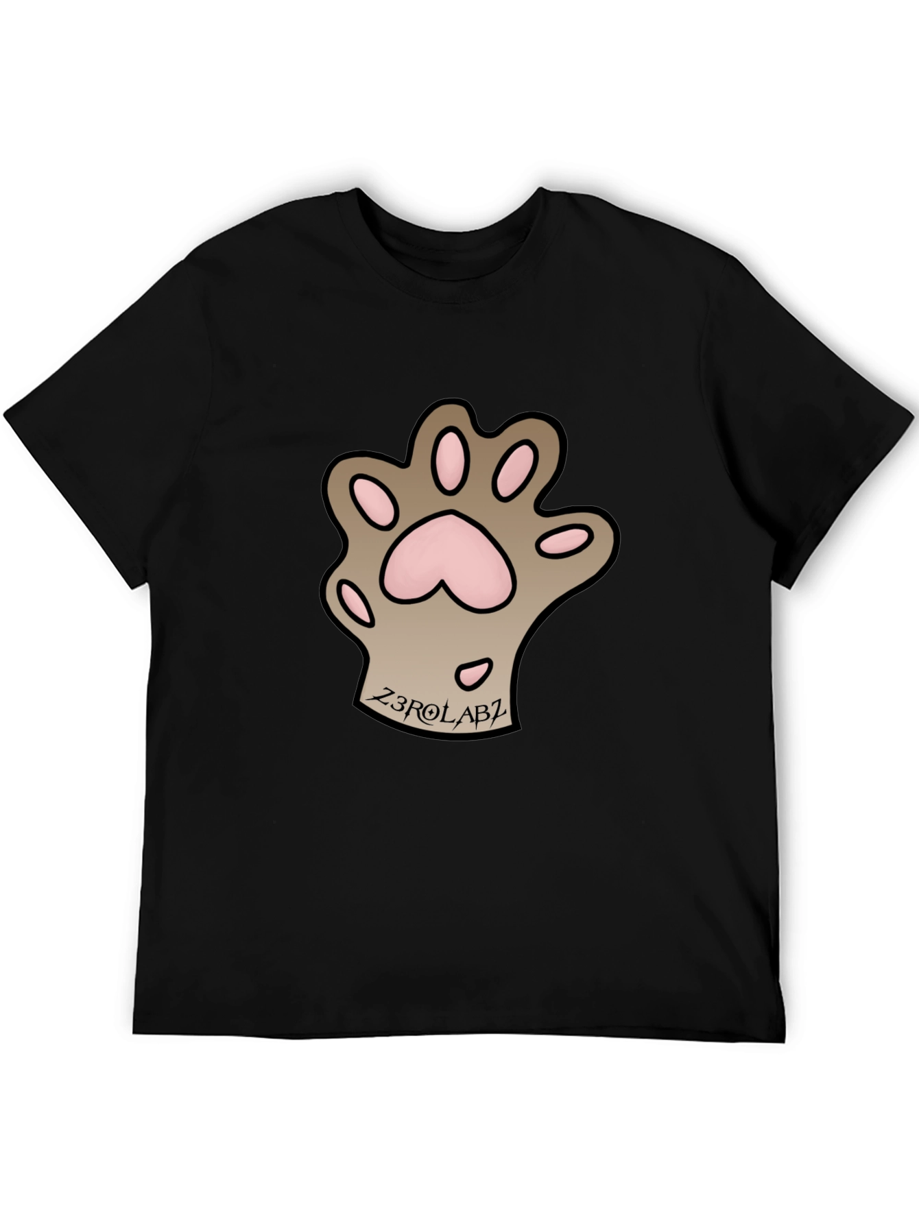 Mens Black Graphic Tee - Cat Paw Print