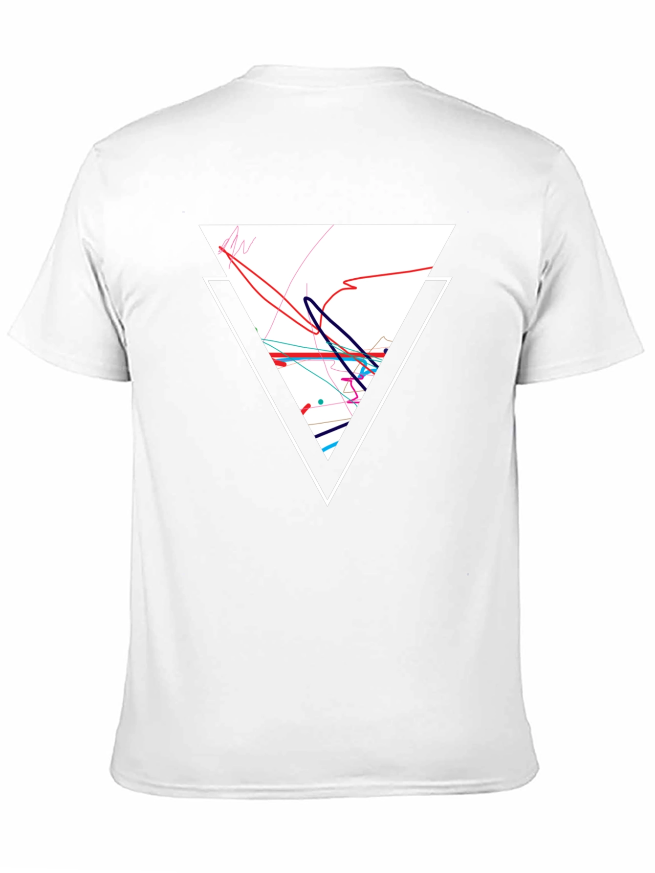 Geometric Triangle Graphic Tee - Black Cotton Casual Shirt