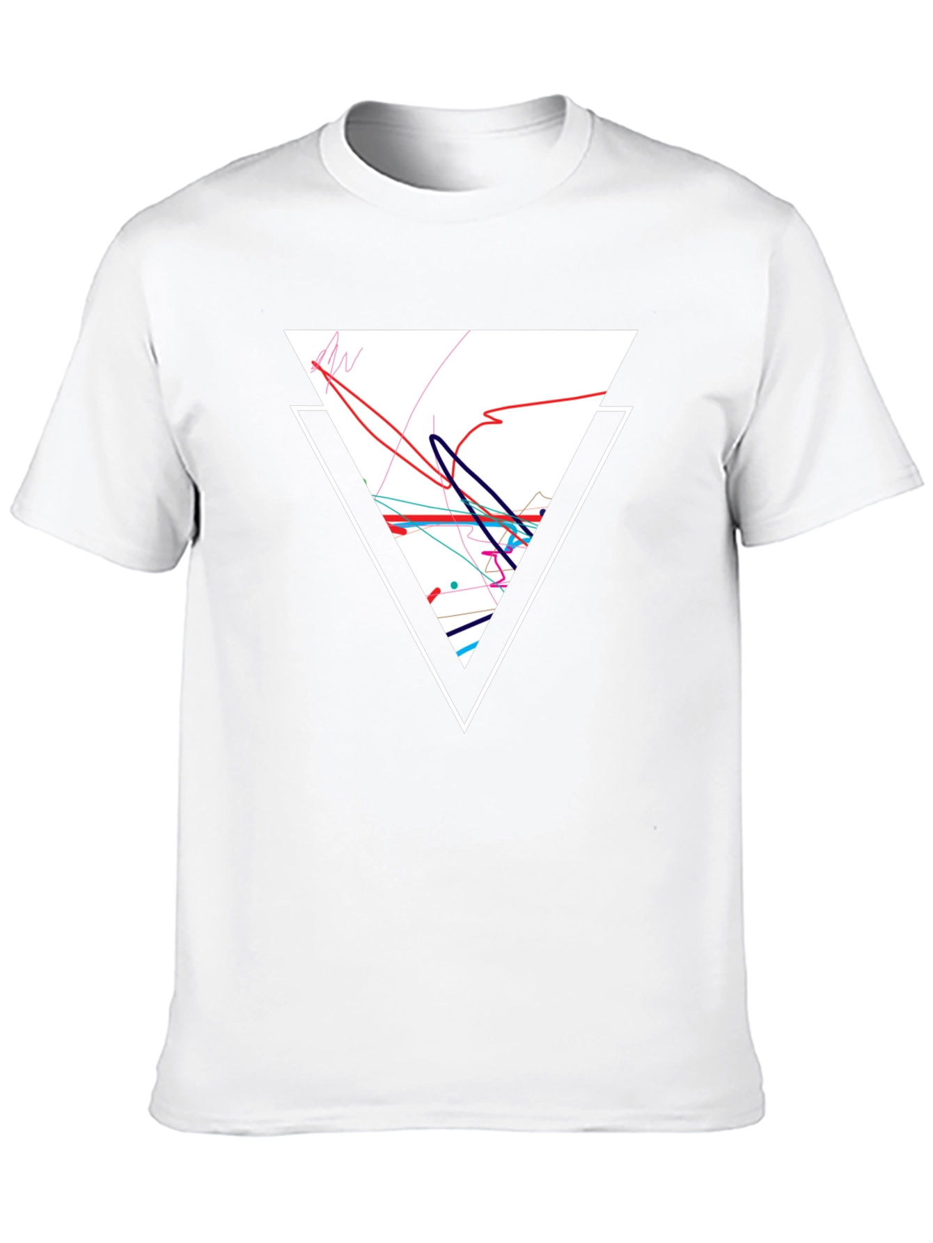 Geometric Triangle Graphic Tee - Black Cotton Casual Shirt